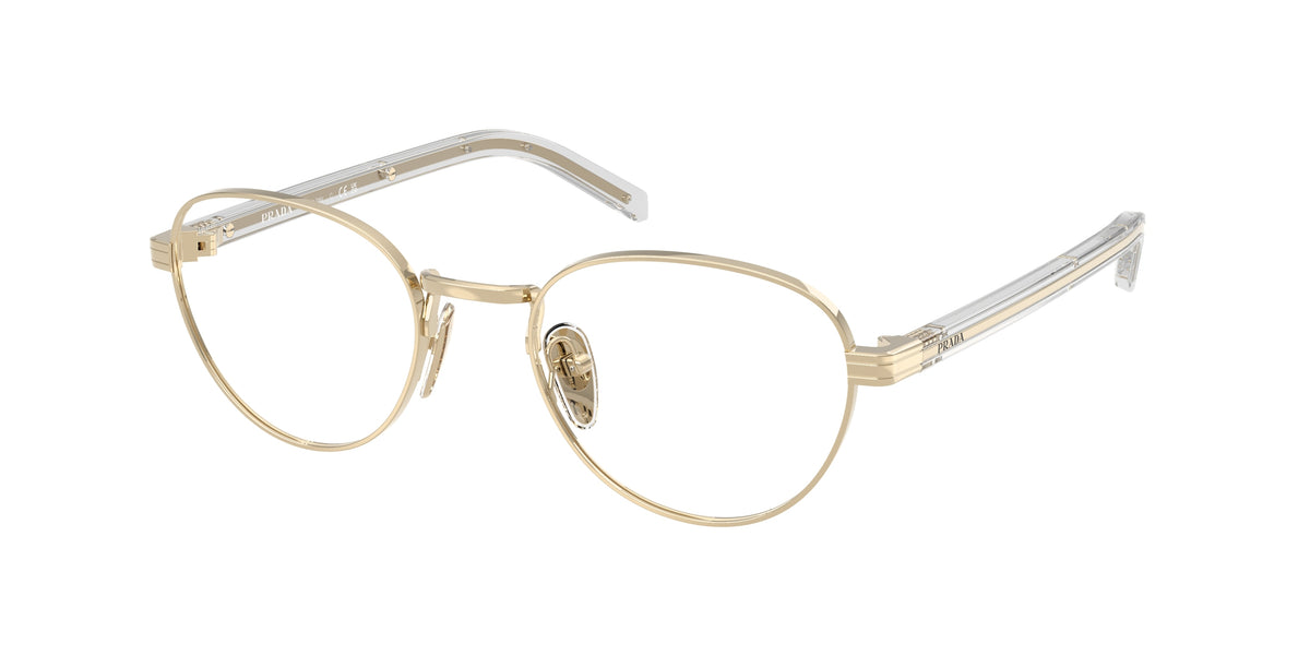 Prada PRB53V Round Eyeglasses ZVN1O1-Pale Gold 51-145-20 - Color Map Gold