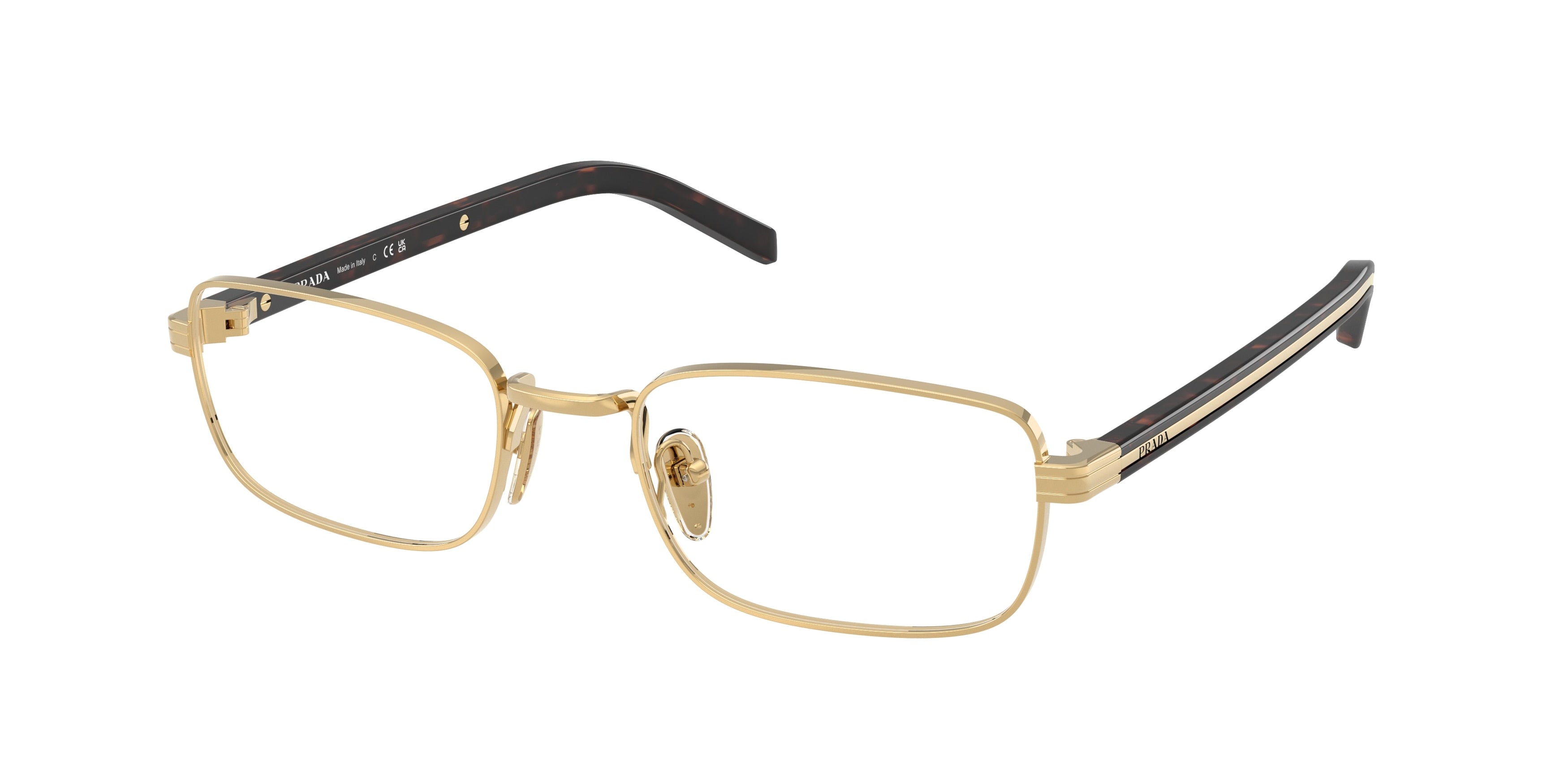 Prada PRB54V Rectangle Eyeglasses 5AK1O1-Gold 54-145-20 - Color Map Gold