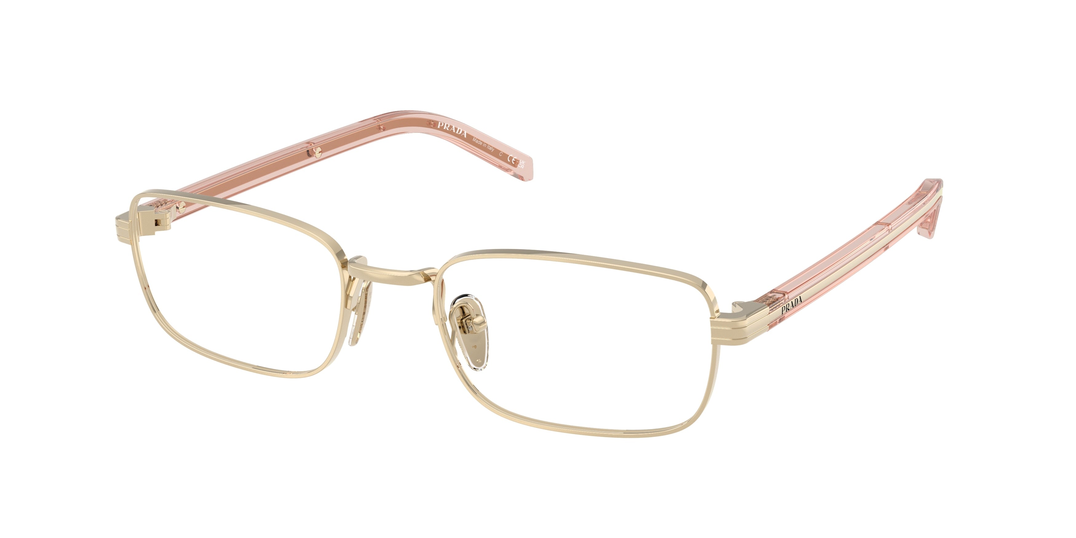Prada PRB54V Rectangle Eyeglasses ACX1O1-Pale Gold 54-145-20 - Color Map Gold