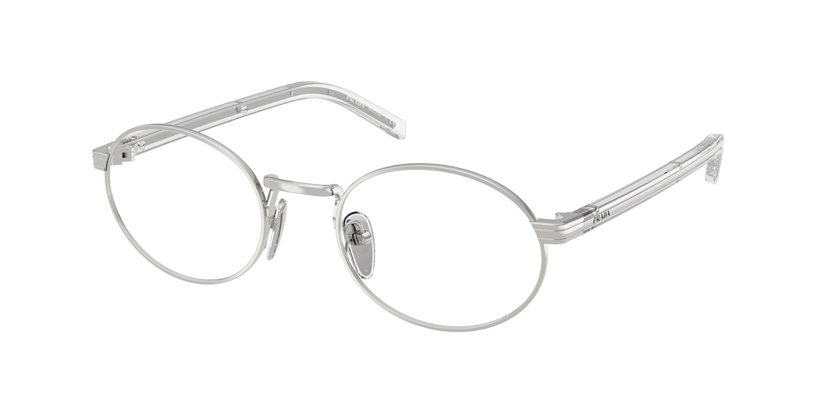 Prada PRB55V Oval Eyeglasses 1BC1O1-Silver 52-145-21 - Color Map Silver