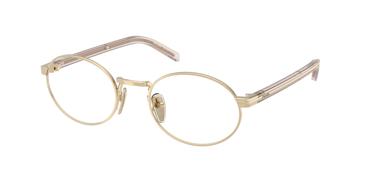 Prada PRB55V Oval Eyeglasses ZVN1O1-Pale Gold 52-145-21 - Color Map Gold