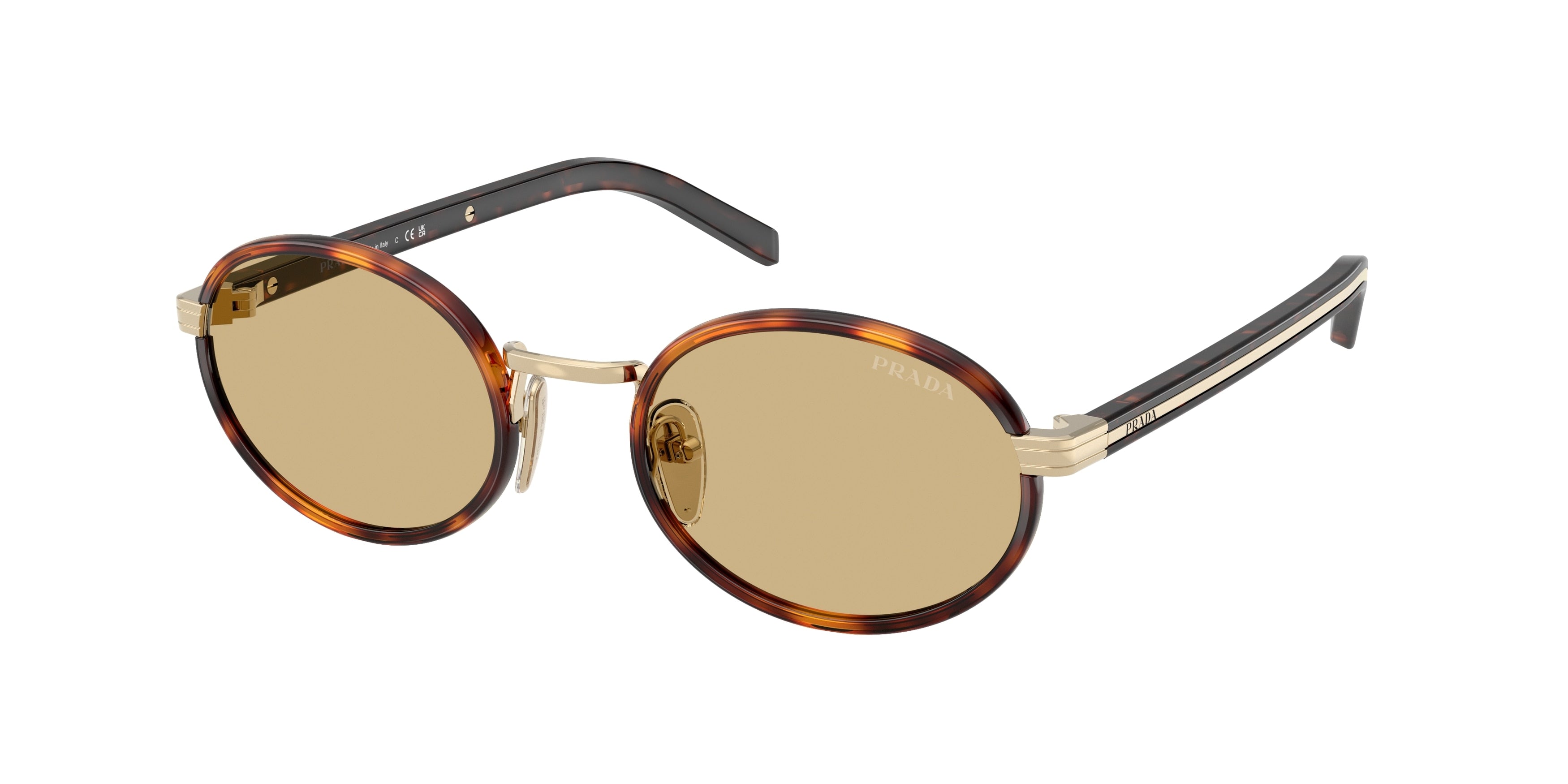 Prada PRB56S Oval Sunglasses  21E10R-Root Tortoise 52-145-20 - Color Map Tortoise