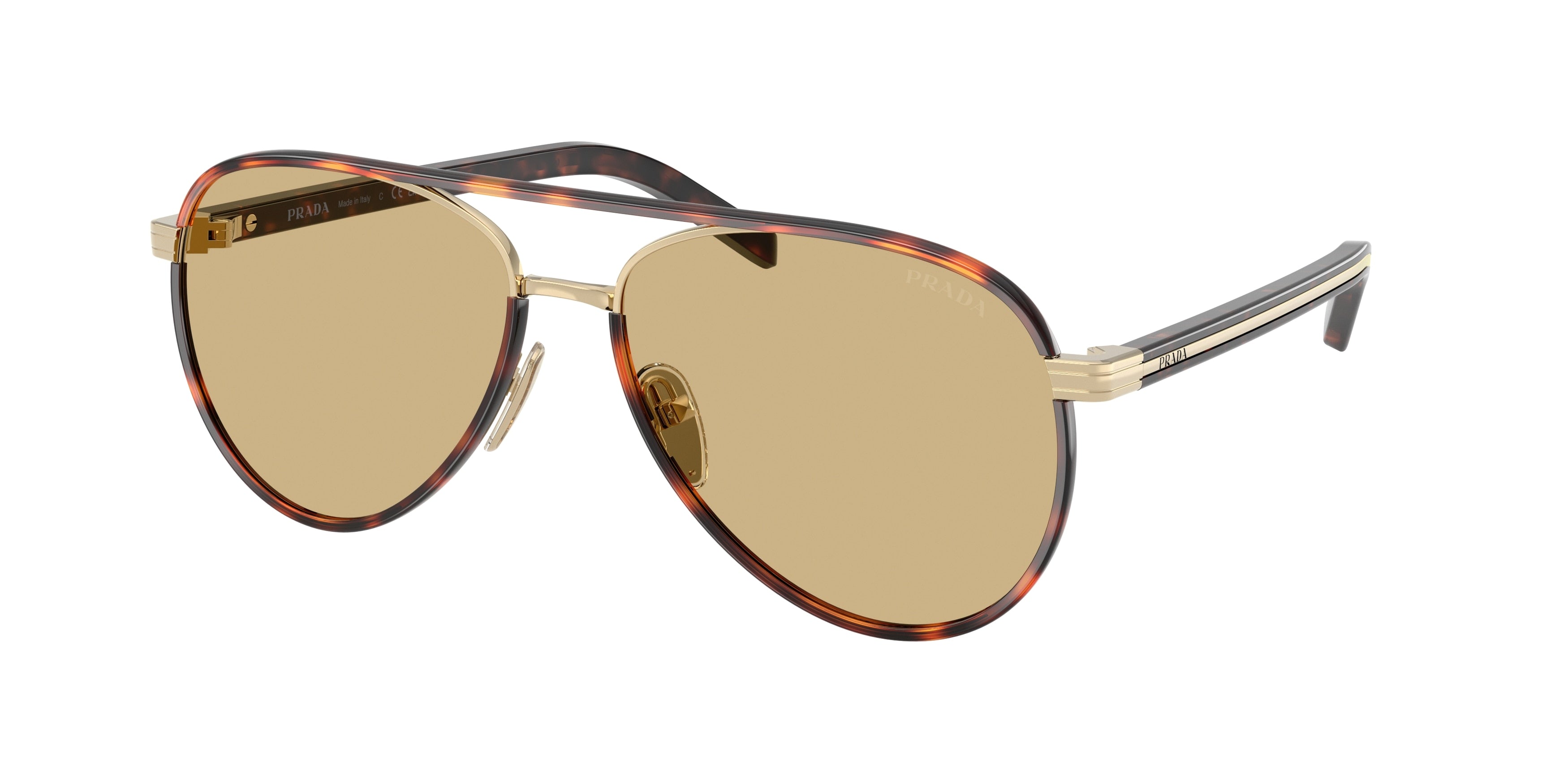 Prada PRB57S Pilot Sunglasses  21E10R-Pale Gold 59-145-15 - Color Map Gold