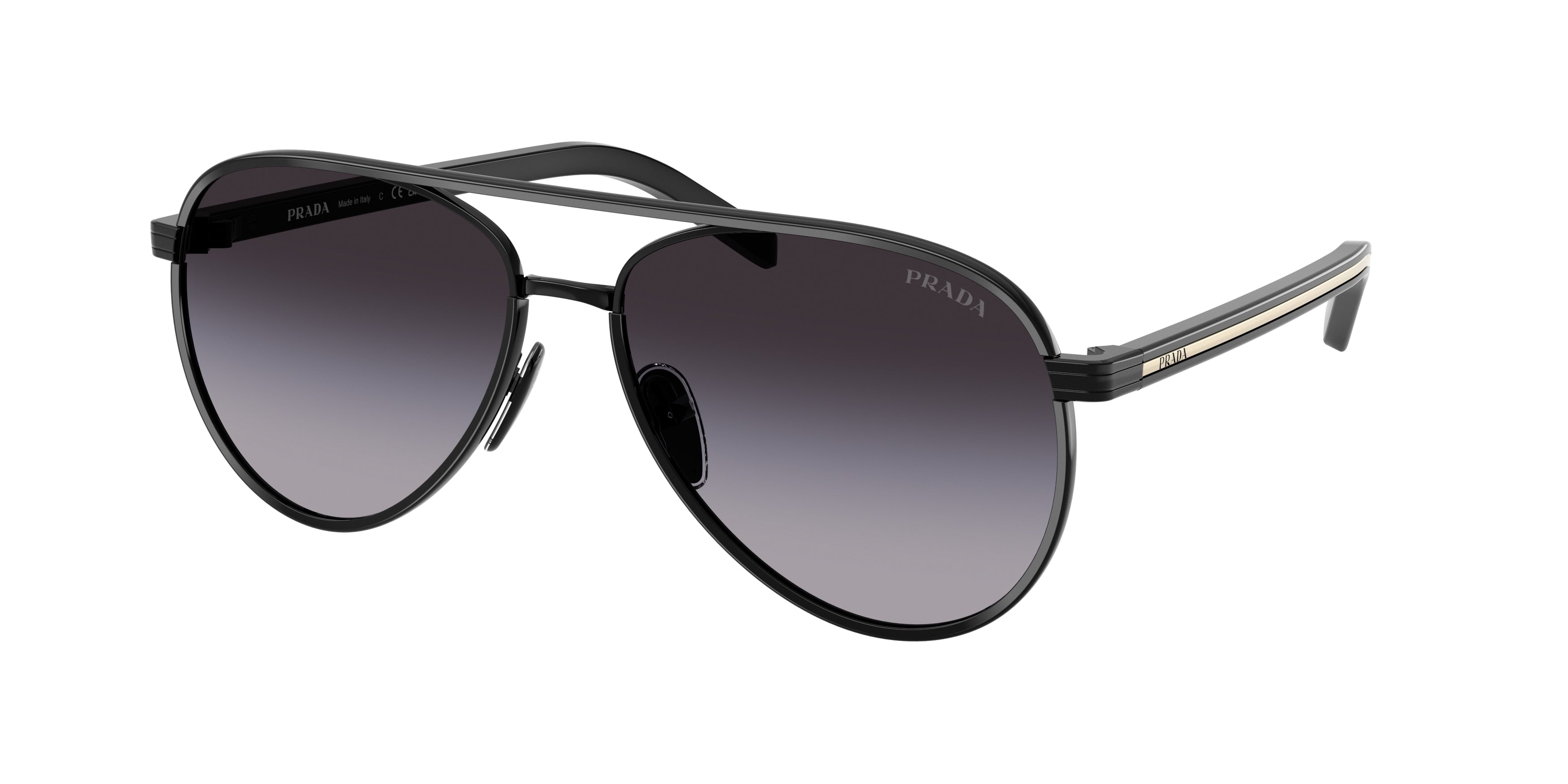 Prada PRB57S Pilot Sunglasses AAV90A-Black 59-145-15 - Color Map Black