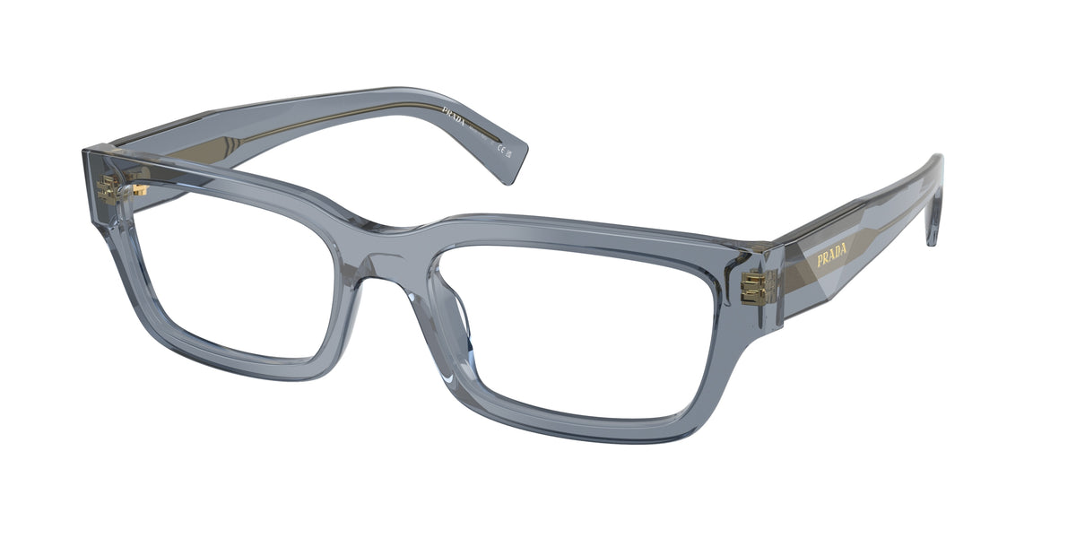 Prada PRC02V Pillow Eyeglasses for Men — Free Shipping - 54-145-19 / 17T1O1-Transparent Ocean