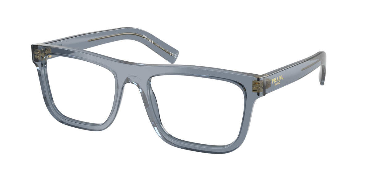 Prada PRC03V Pillow Eyeglasses for Men — Free Shipping - 55-145-19 / 17T1O1-Transparent Ocean