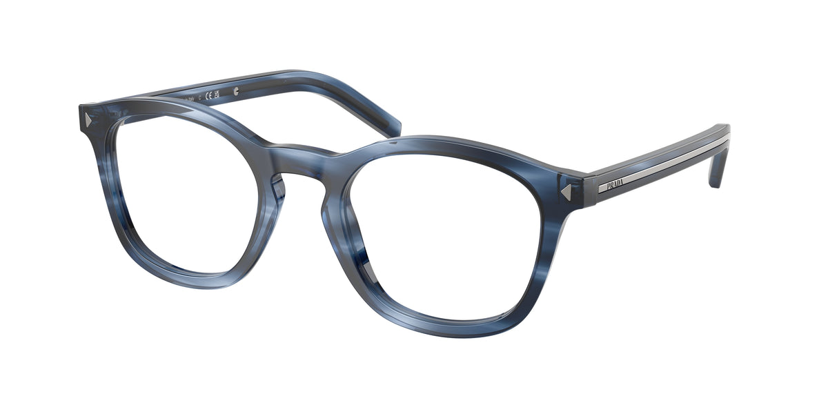 Prada PRC04V Pillow Eyeglasses for Men — Free Shipping - 51-145-22 / 26F1O1-Striped Blue