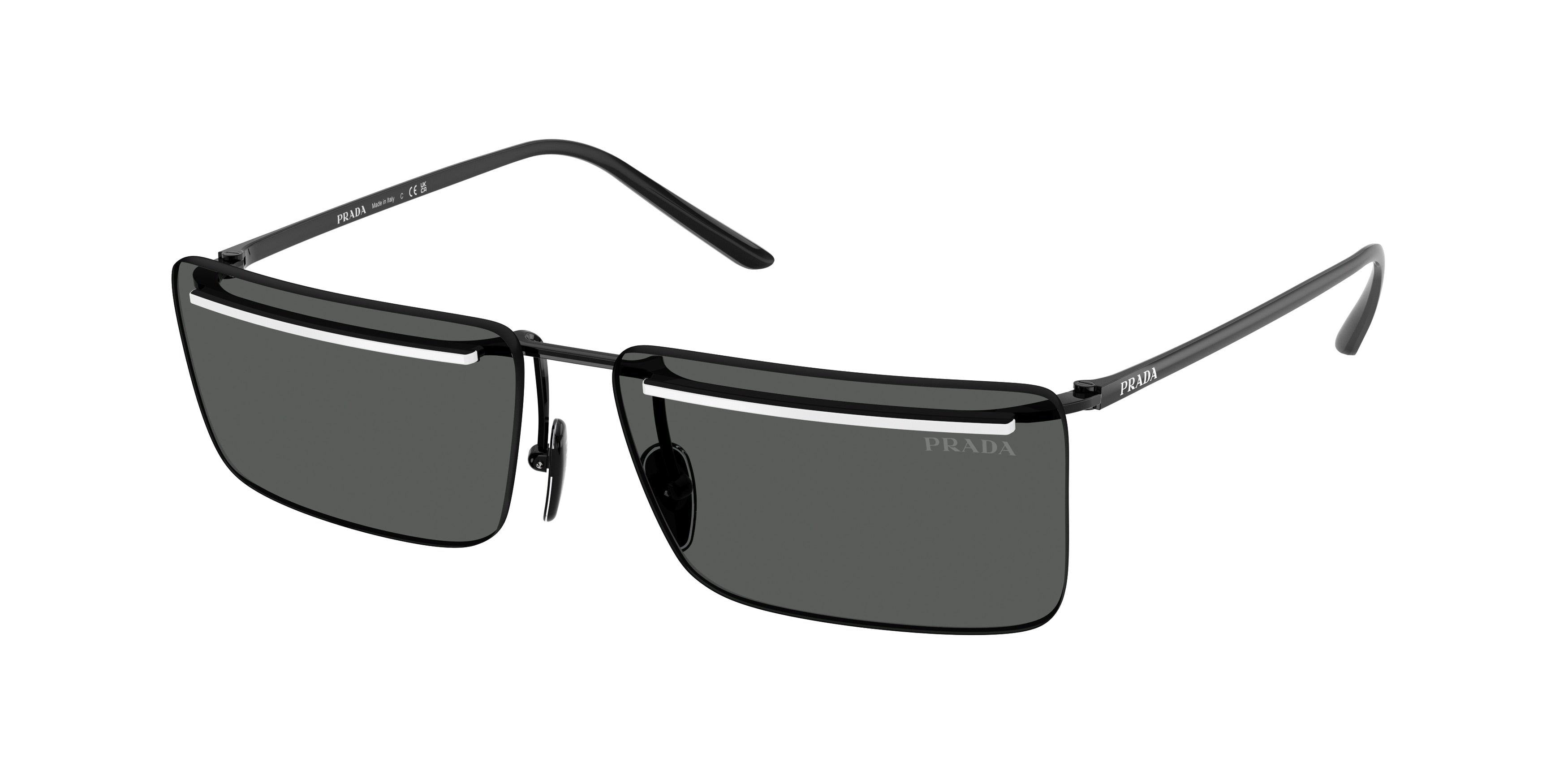 Prada PRC53S Rectangle Sunglasses for Men — Free Shipping - 60-145-14 / YC460T-Black/White
