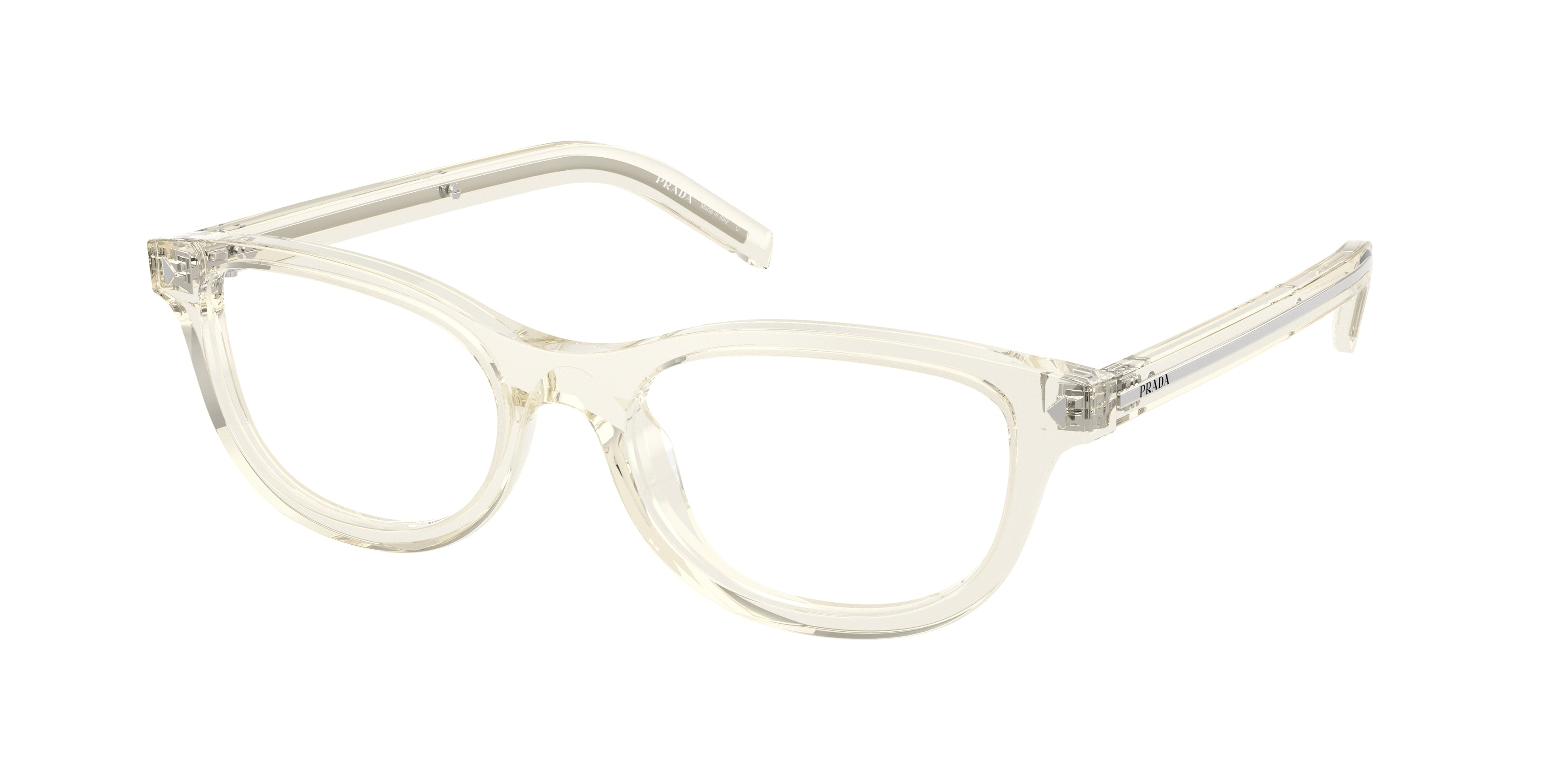 Prada PRD01VU Oval Eyeglasses 12X1O1-Transparent Champagne 52-145-18 - Color Map Brown