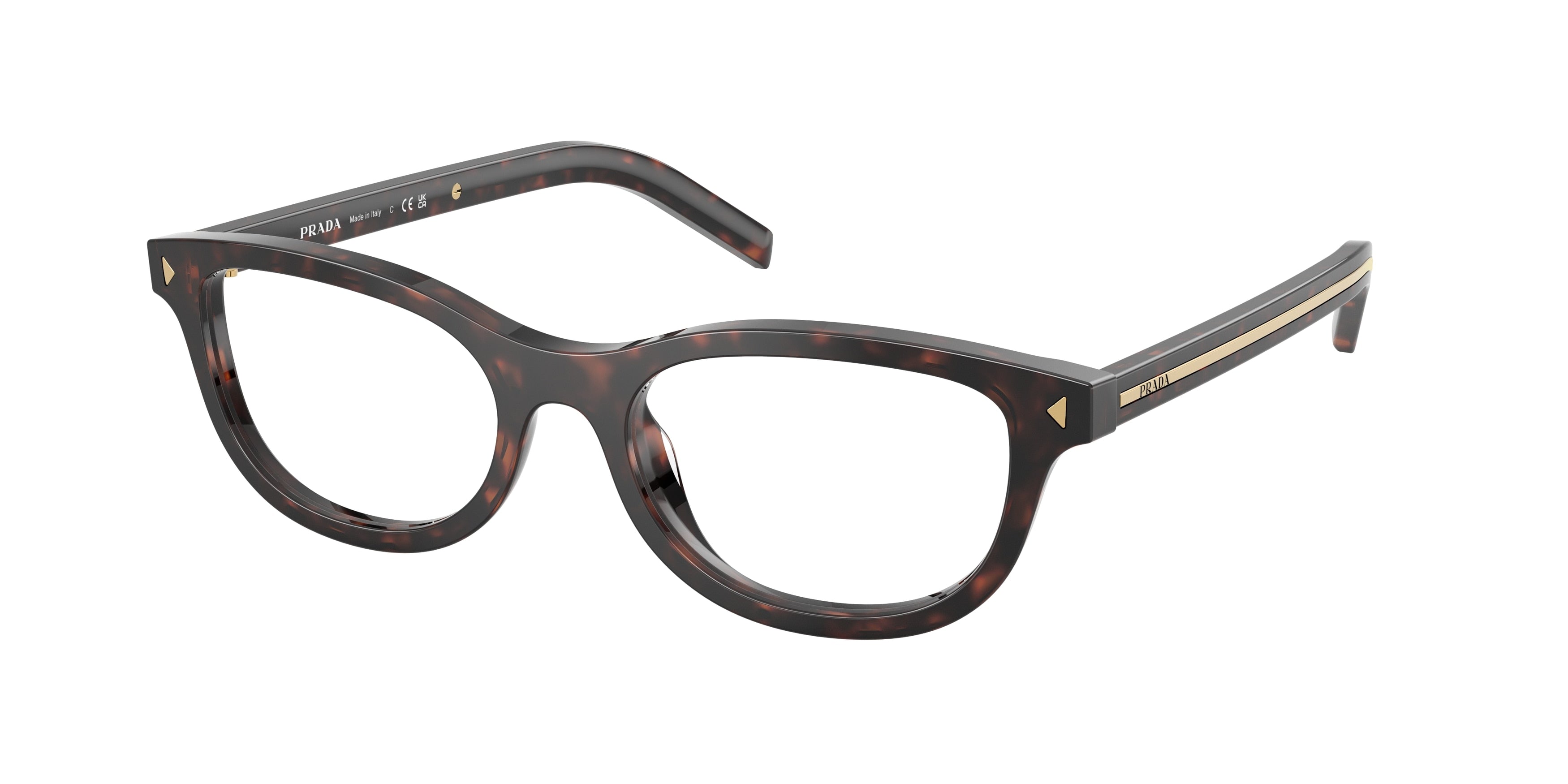 Prada PRD01VU Oval Eyeglasses 17N1O1-Root Havana 52-145-18 - Color Map Tortoise
