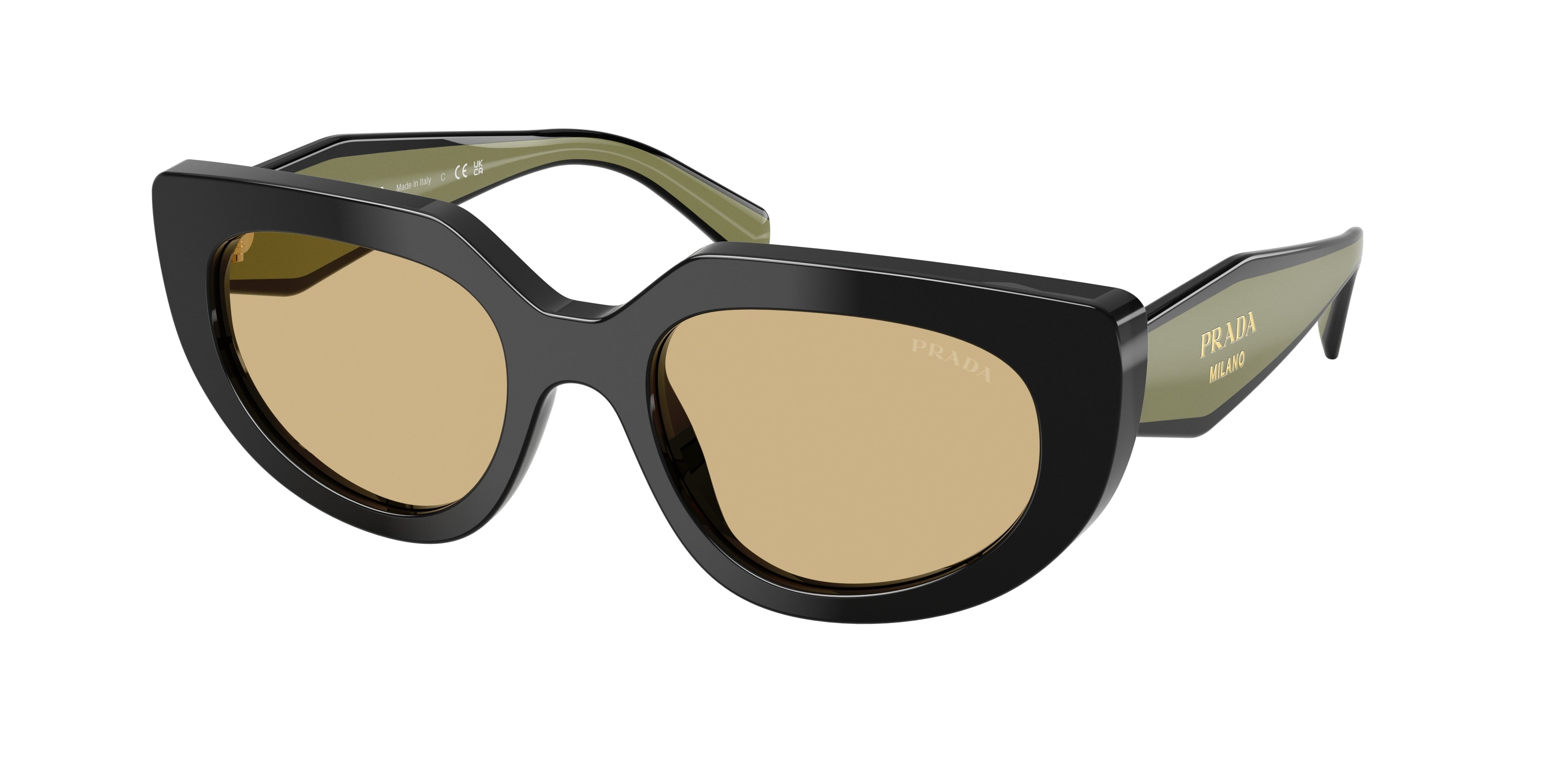 Prada PRD02S Oval Sunglasses 03K10R-Black 53-140-20 - Color Map Black