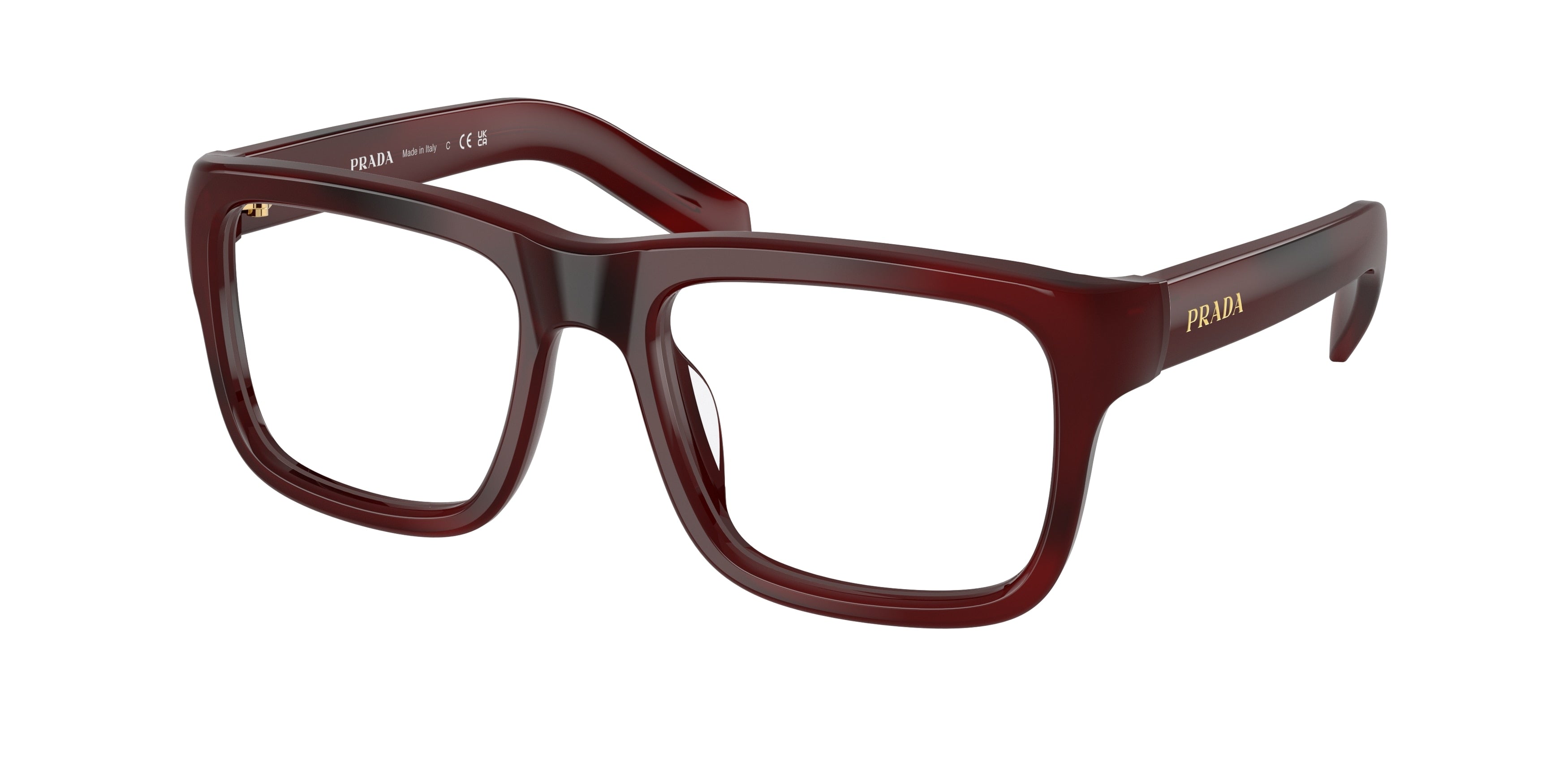 Prada PRD02V Rectangle Eyeglasses 25J1O1-Pomegranate Havana 54-140-19 - Color Map Tortoise