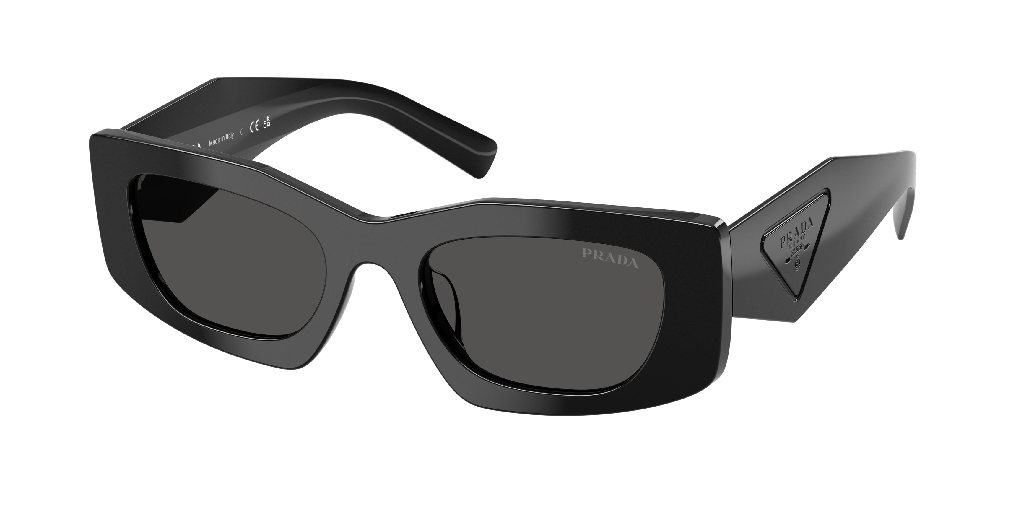 Prada PRD03SD Rectangle Sunglasses 16K08Z-Black 51-145-20 - Color Map Black