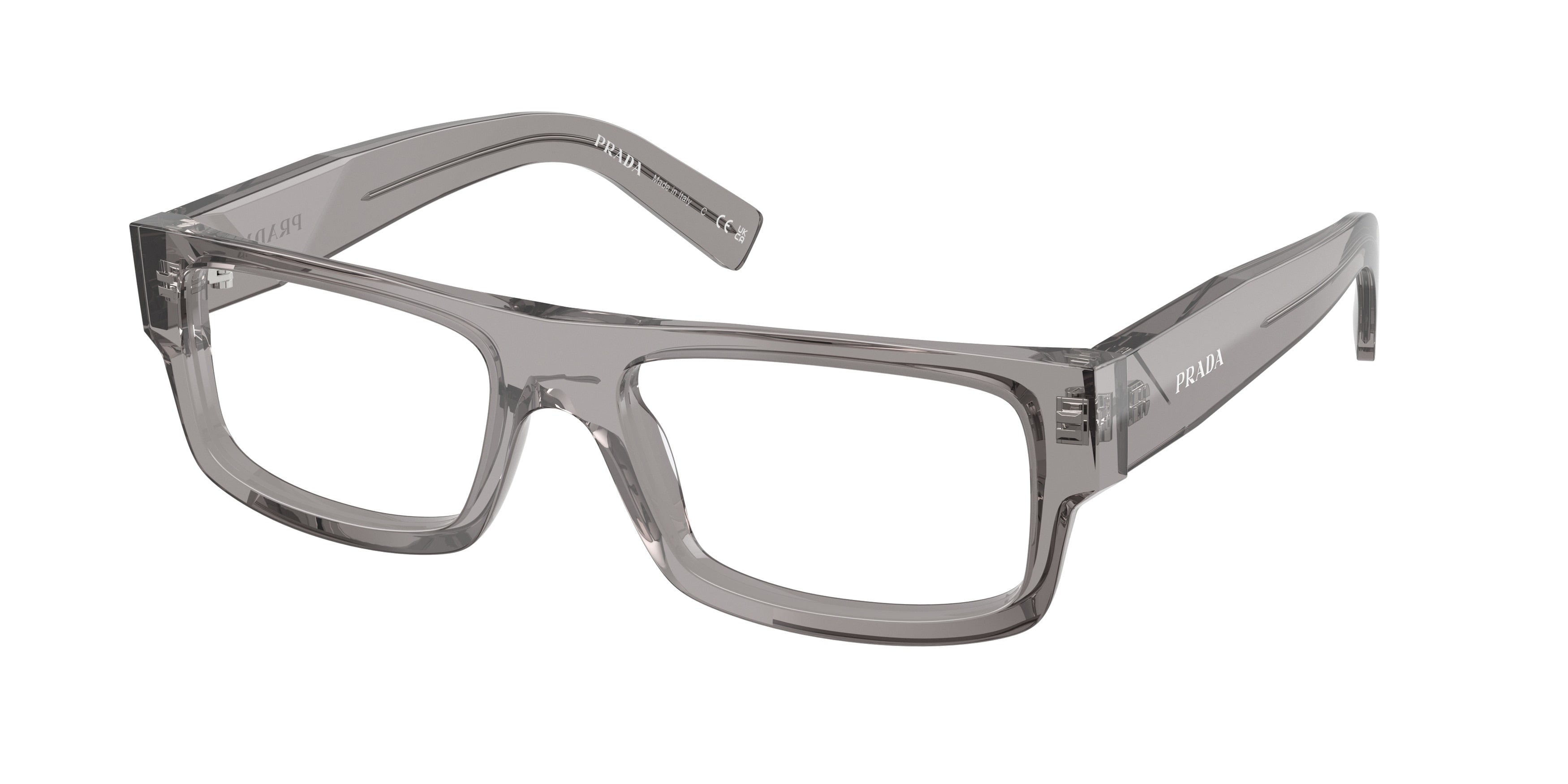 Prada PRD06VF Rectangle Eyeglasses 16Z1O1-Grey Transparent 56-145-16 - Color Map Grey