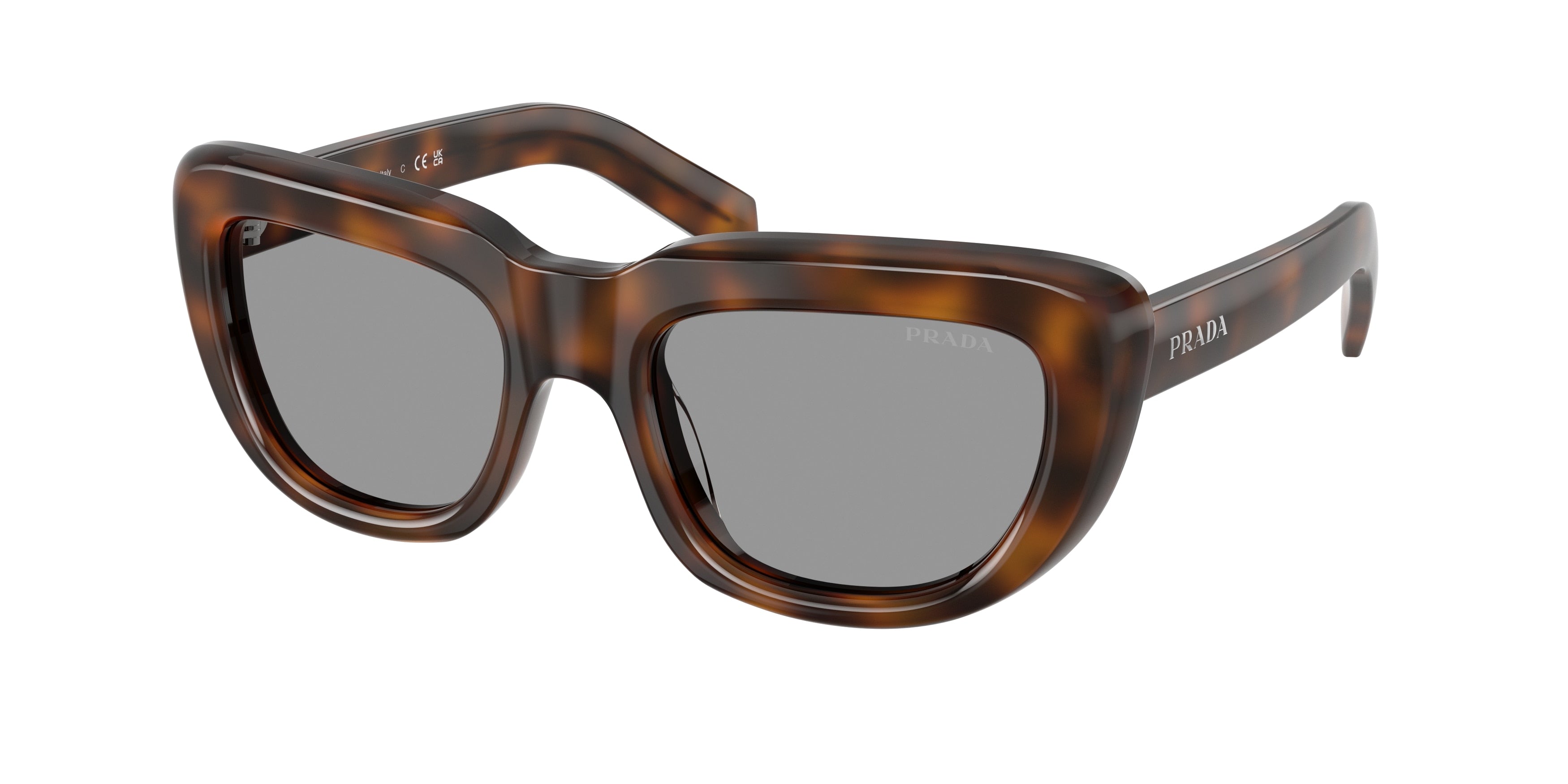 Prada PRD07S Rectangle Sunglasses 20D50Q-Juniper Tortoise 53-140-20 - Color Map Tortoise
