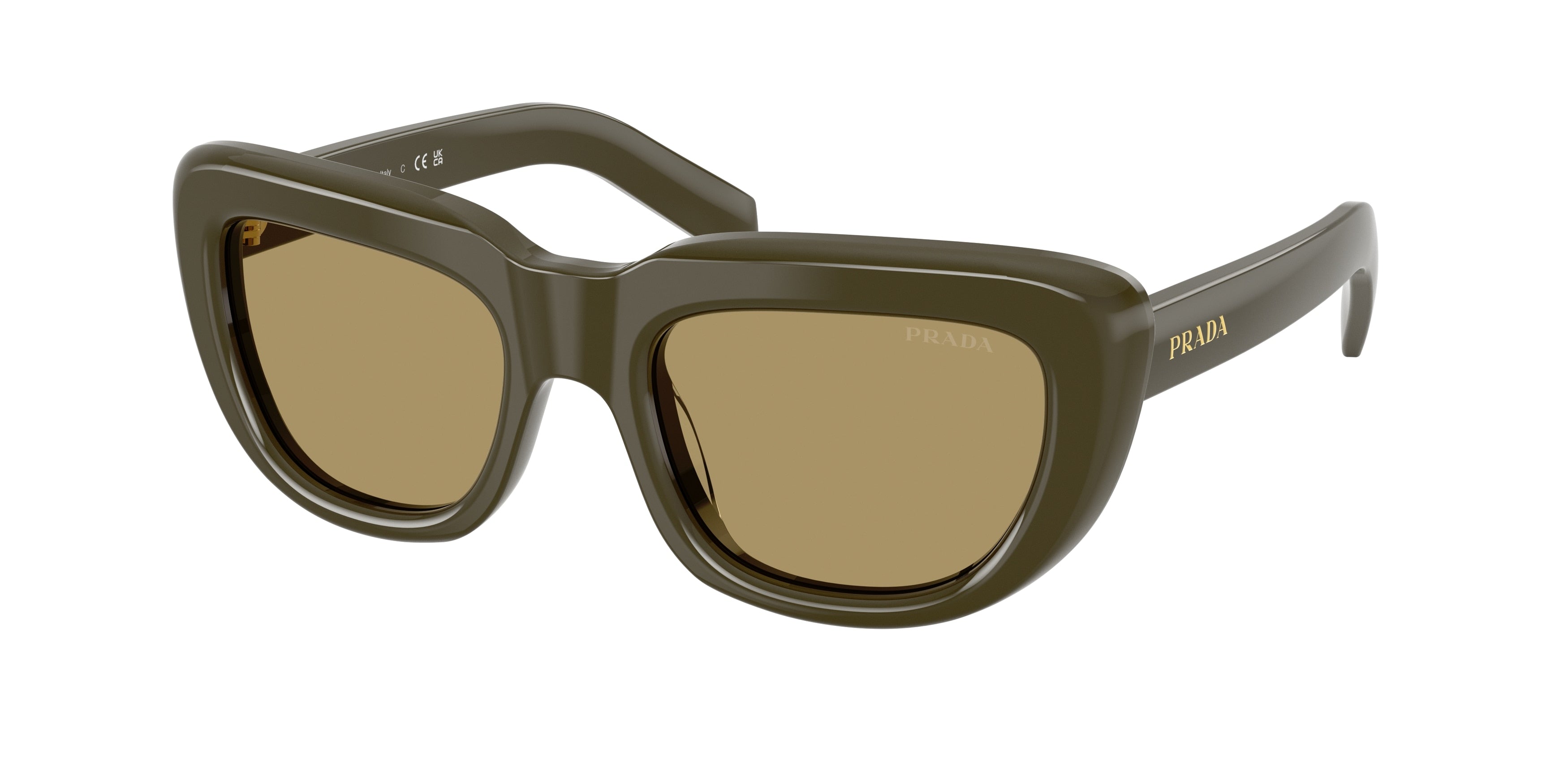 Prada PRD07S Rectangle Sunglasses 26J70G-Laurel 53-140-20 - Color Map Green