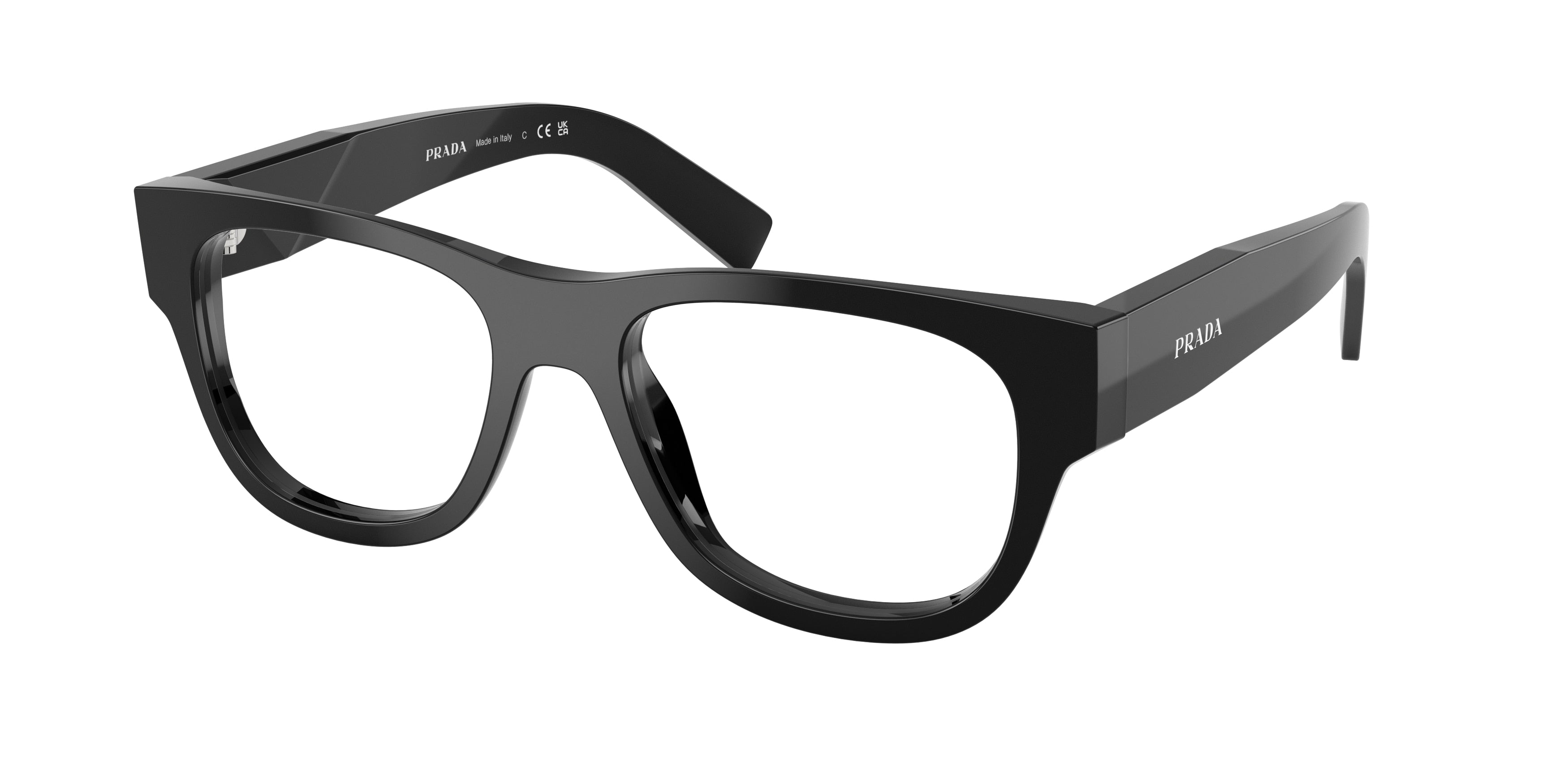 Prada PRD08VU Square Eyeglasses 16K1O1-Black 53-145-18 - Color Map Black