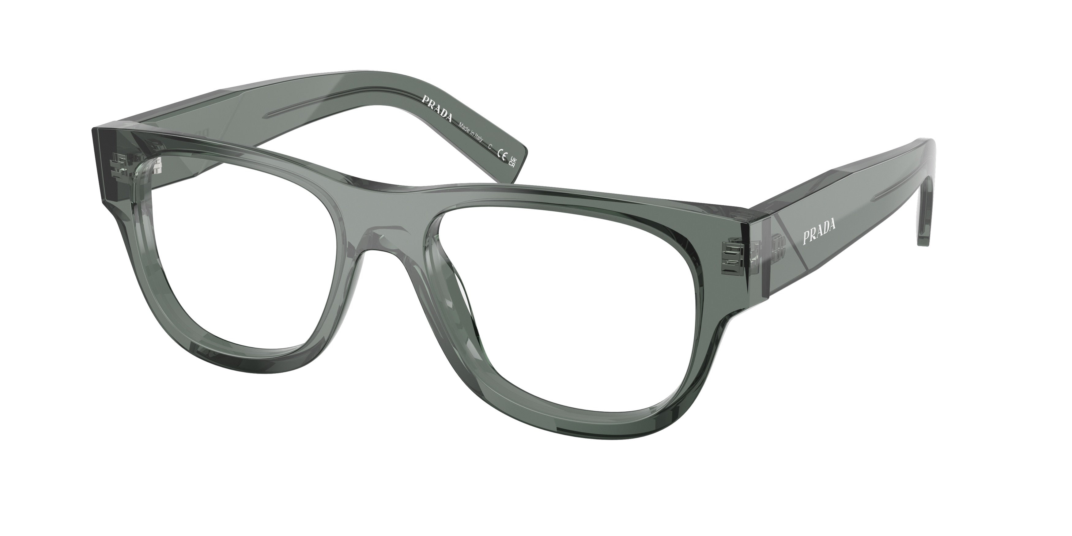 Prada PRD08VU Square Eyeglasses 21J1O1-Transparent Grey 53-145-18 - Color Map Grey