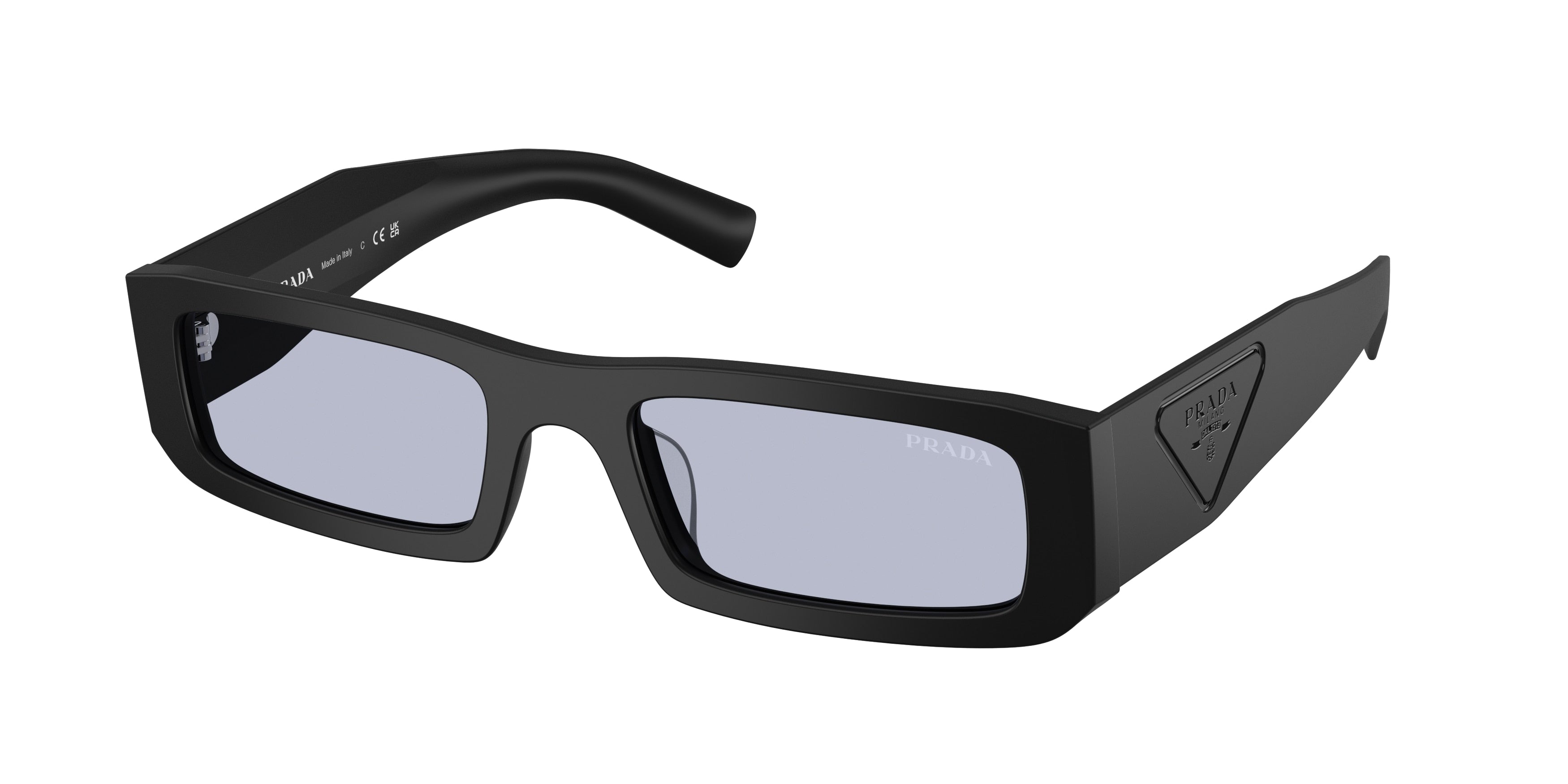 Prada PRD09SD Rectangle Sunglasses 1BO30X-Matte Black 54-145-20 - Color Map Black