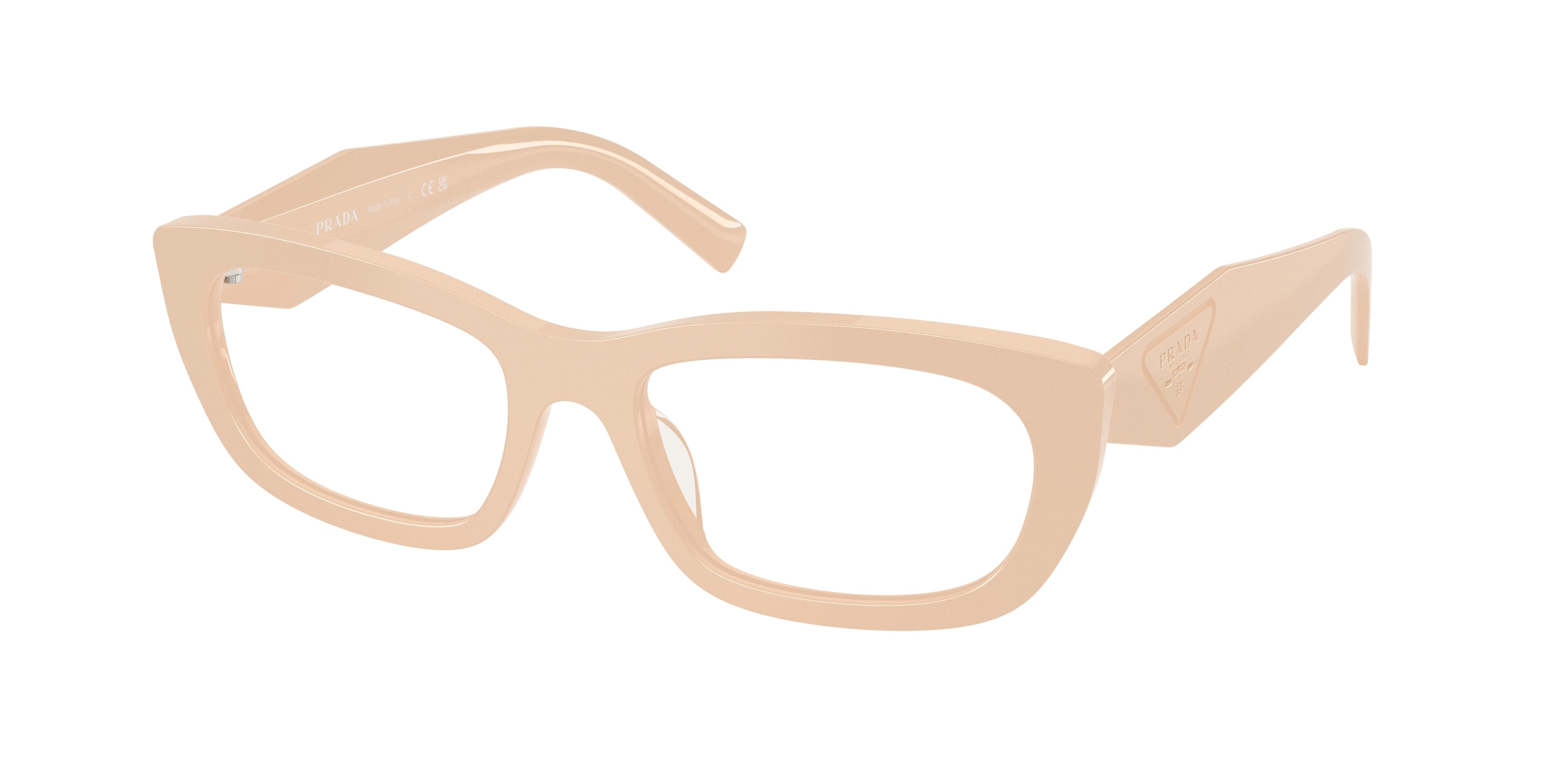 Prada PRD09V Irregular Eyeglasses 25B1O1-Powder Beige 54-140-18 - Color Map Pink