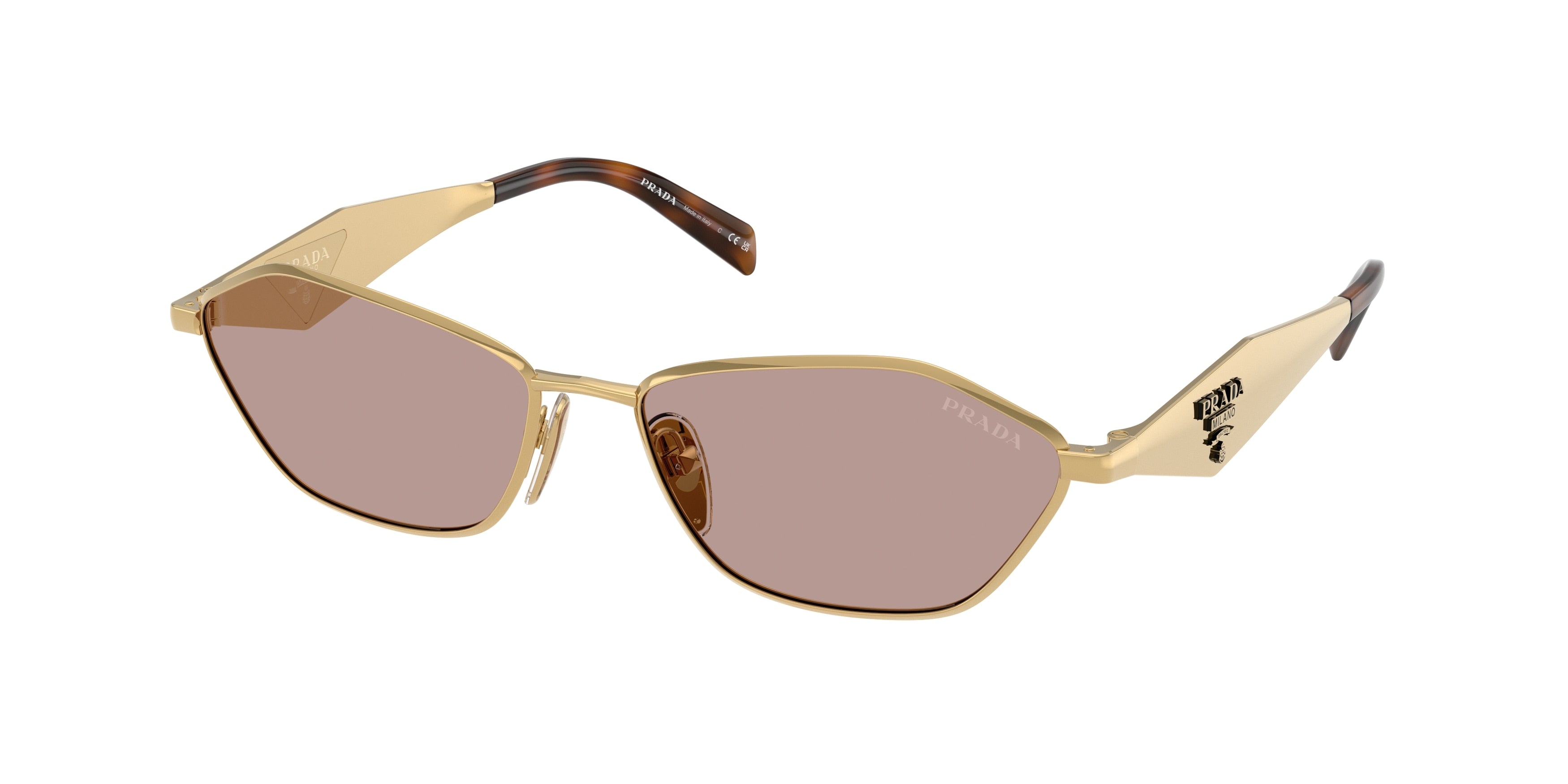 Prada PRD50S Irregular Sunglasses 5AK20I-Gold 57-140-16 - Color Map Gold