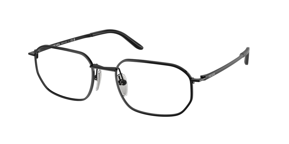 Prada PRD51V Irregular Eyeglasses 1AB1O1-Black 54-145-19 - Color Map Black