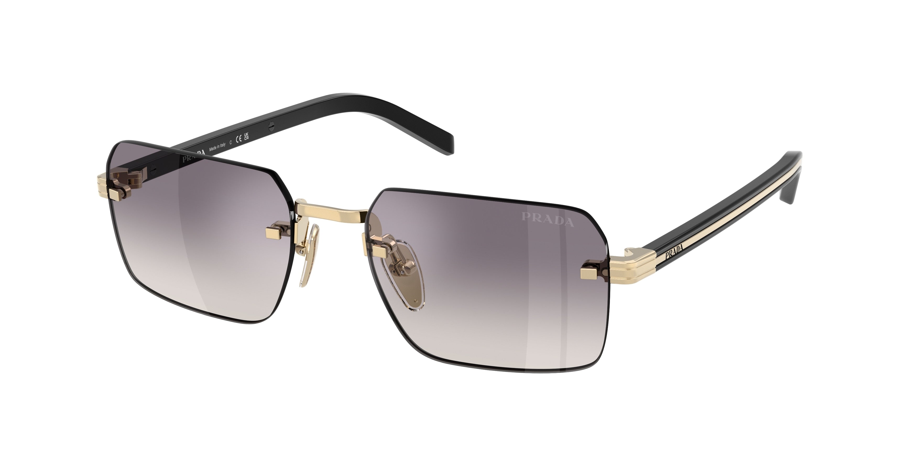 Prada PRD55S Rectangle Sunglasses ZVN60W-Pale Gold 55-145-19 - Color Map Gold
