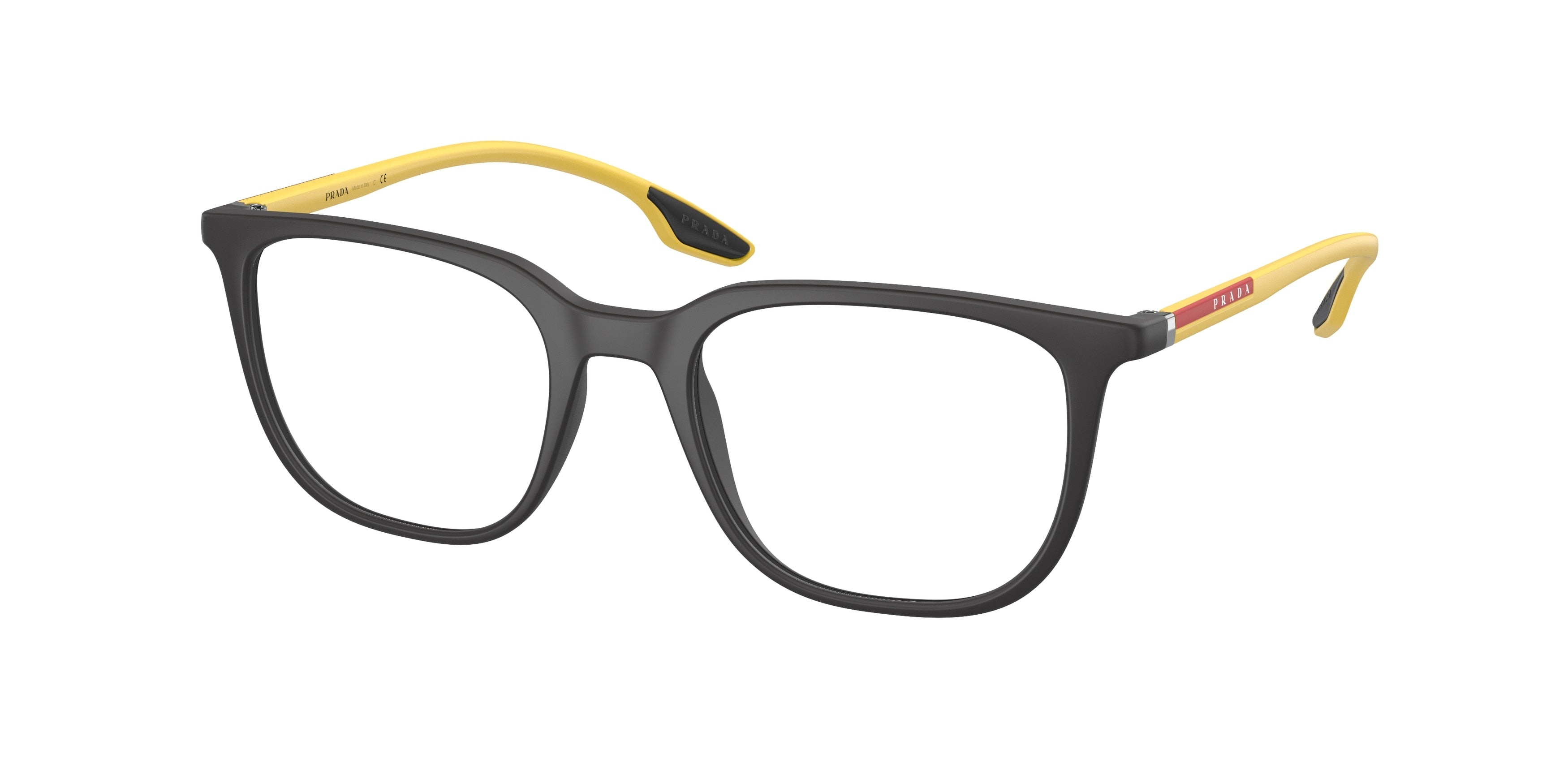 Prada Linea Rossa PS01OV Pillow Eyeglasses 08W1O1-Black Rubber 47-145-19 - Color Map Black