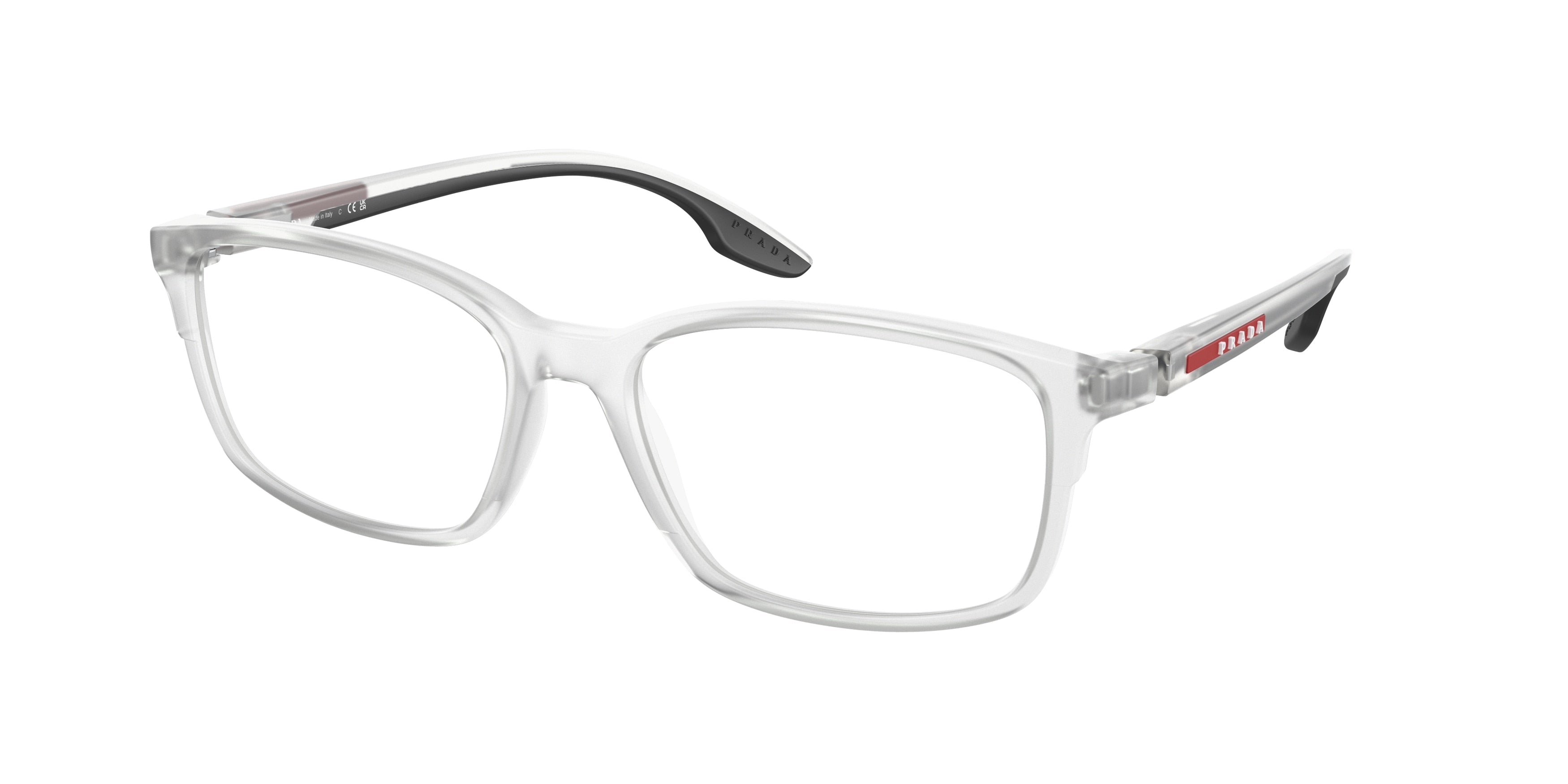 Prada Linea Rossa PS01PV Pillow Eyeglasses 11H1O1-Matte Transparent 56-145-17 - Color Map Transparent