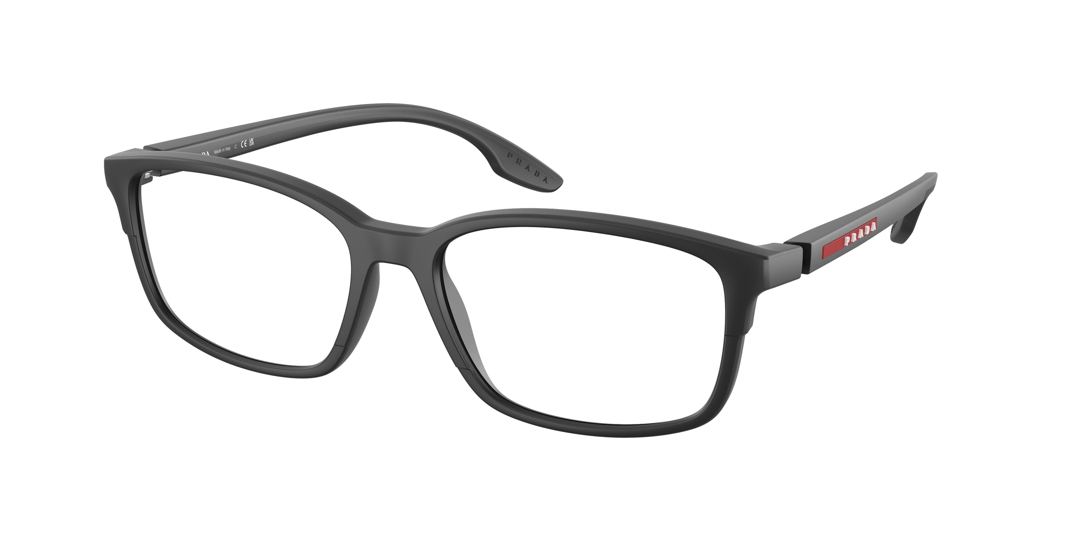 Prada Linea Rossa PS01PV Pillow Eyeglasses DG01O1-Black Rubber 56-145-17 - Color Map Black