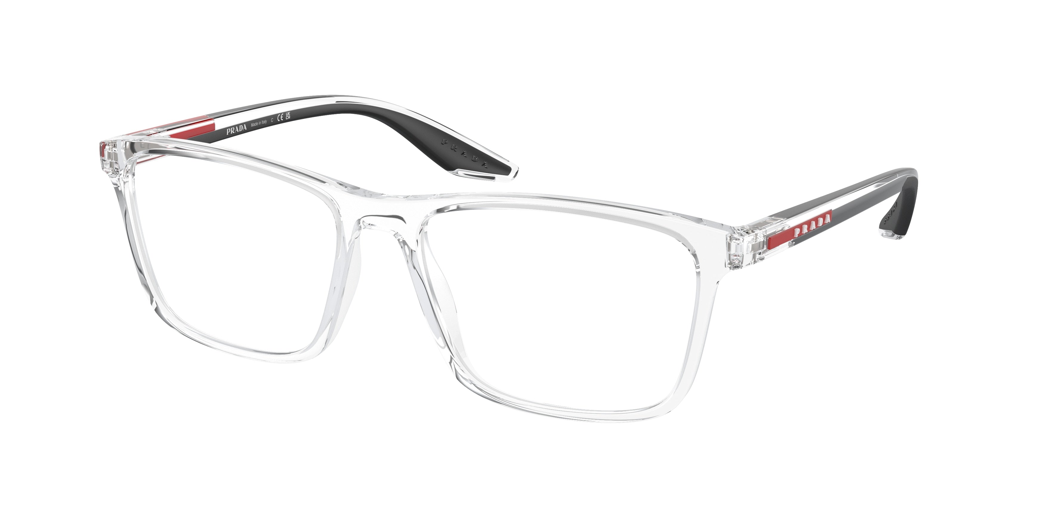 Prada Linea Rossa PS01QV Pillow Eyeglasses 2AZ1O1-Crystal 56-145-17 - Color Map Transparent