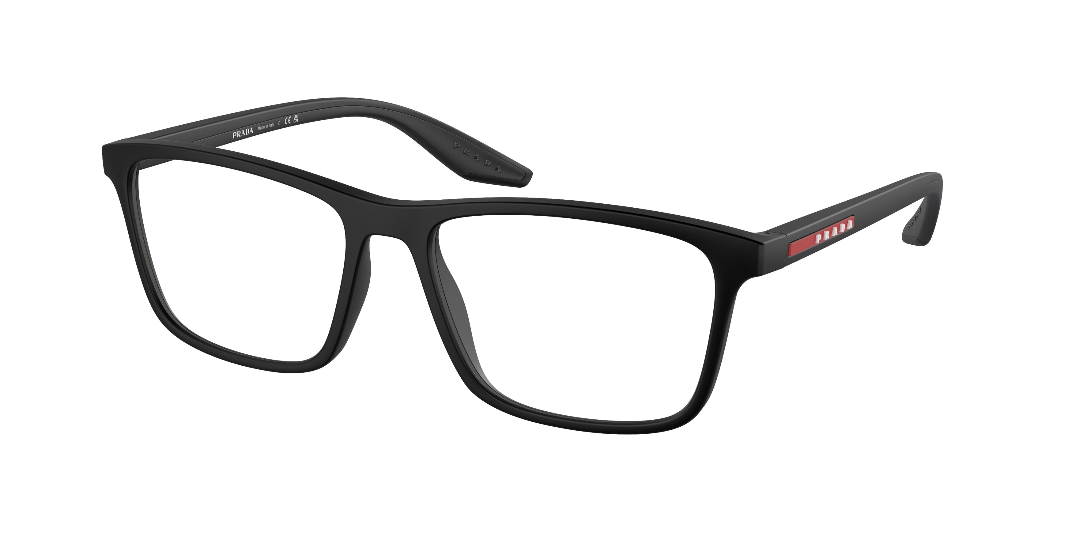 Prada Linea Rossa PS01QV Pillow Eyeglasses DG01O1-Black Rubber 56-145-17 - Color Map Black