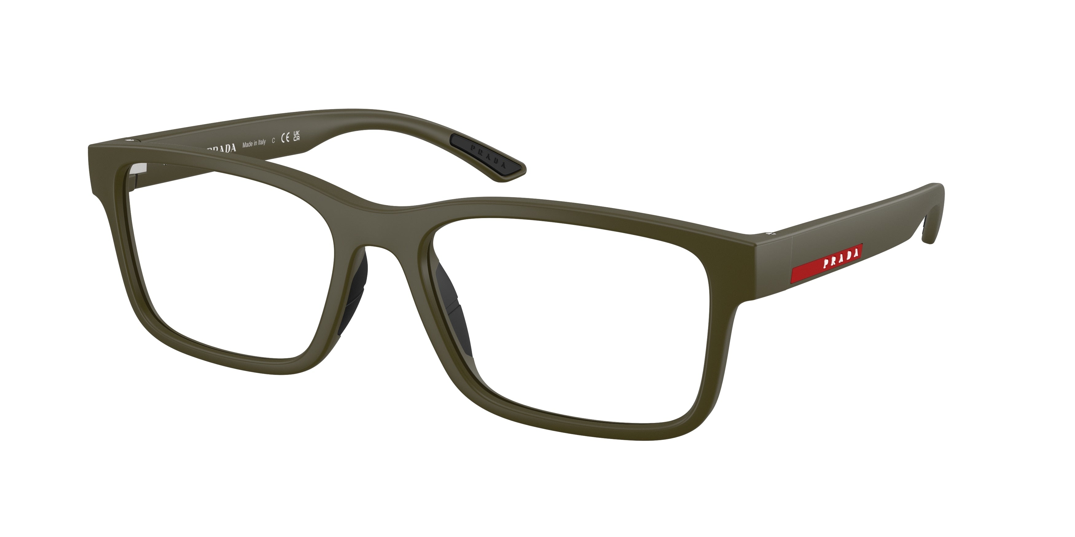 Prada Linea Rossa PS01RV Rectangle Eyeglasses 15X1O1-Matte Militry Green 56-145-18 - Color Map Green