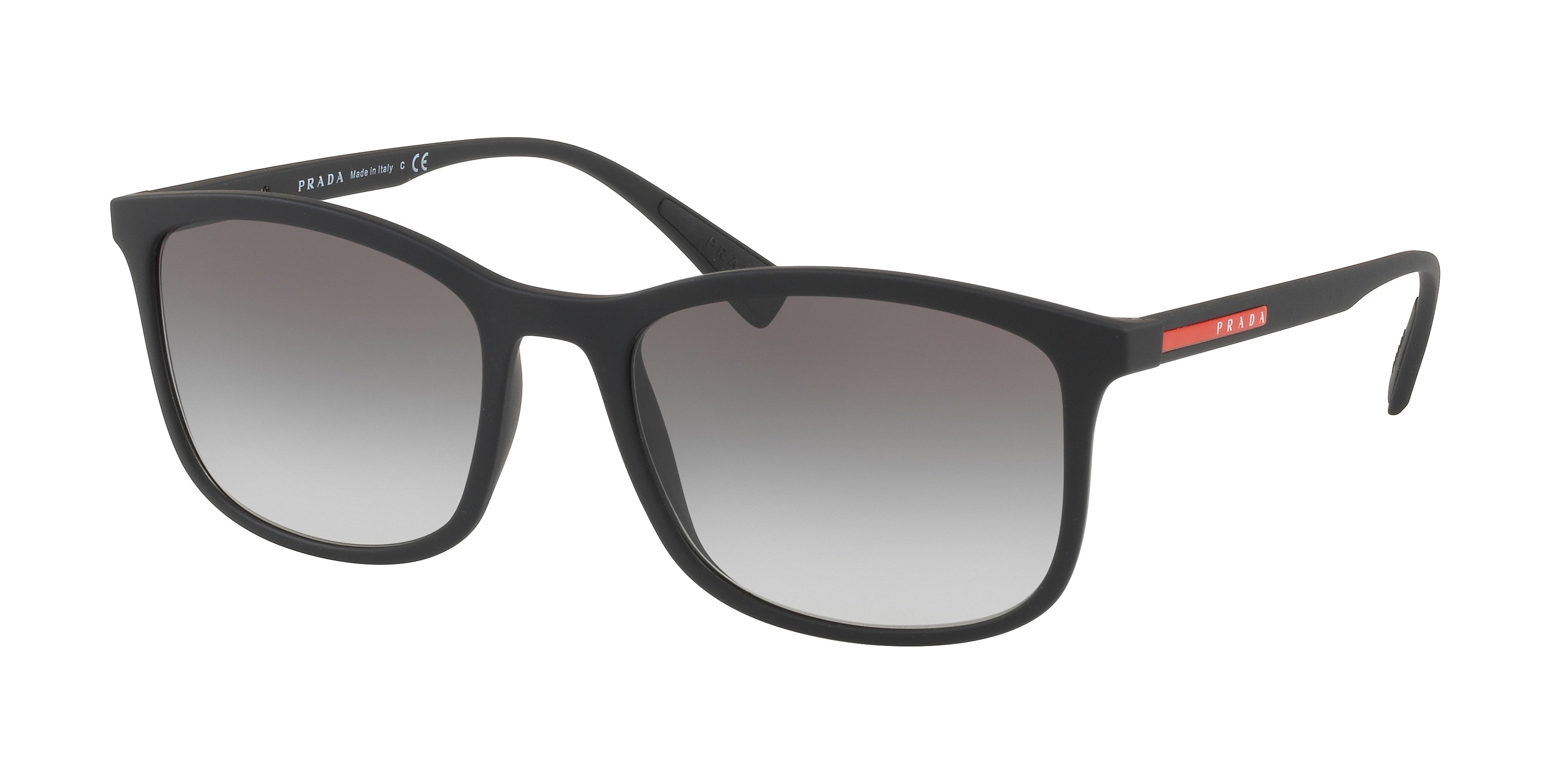 Prada Linea Rossa LIFESTYLE PS01TSF Rectangle Sunglasses DG00A7-Black Rubber 57-140-18 - Color Map Black