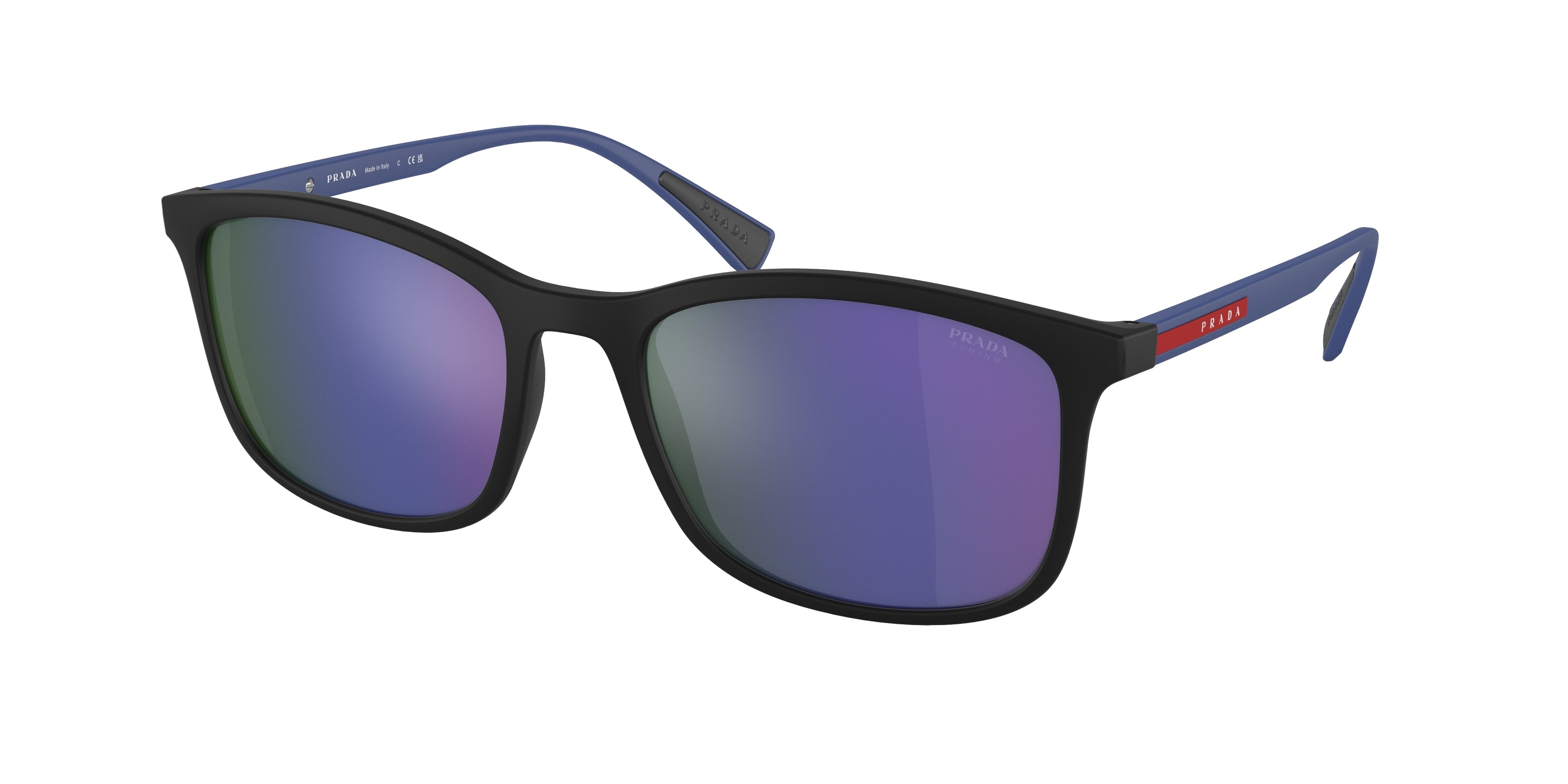 Prada Linea Rossa LIFESTYLE PS01TS Rectangle Sunglasses 16G05U-Matte Black 56-140-19 - Color Map Black