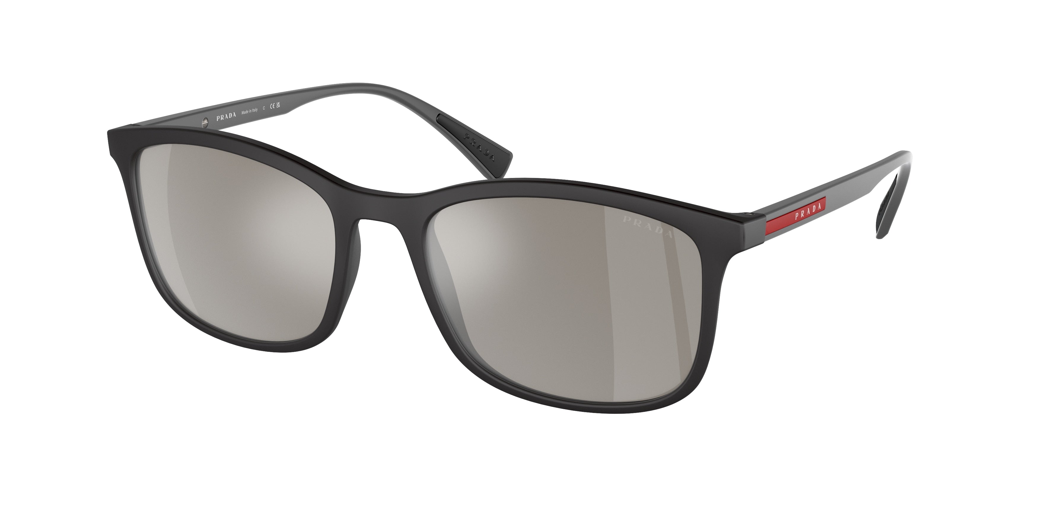Prada Linea Rossa LIFESTYLE PS01TS Rectangle Sunglasses DG02B0-Black Rubber 56-140-19 - Color Map Black