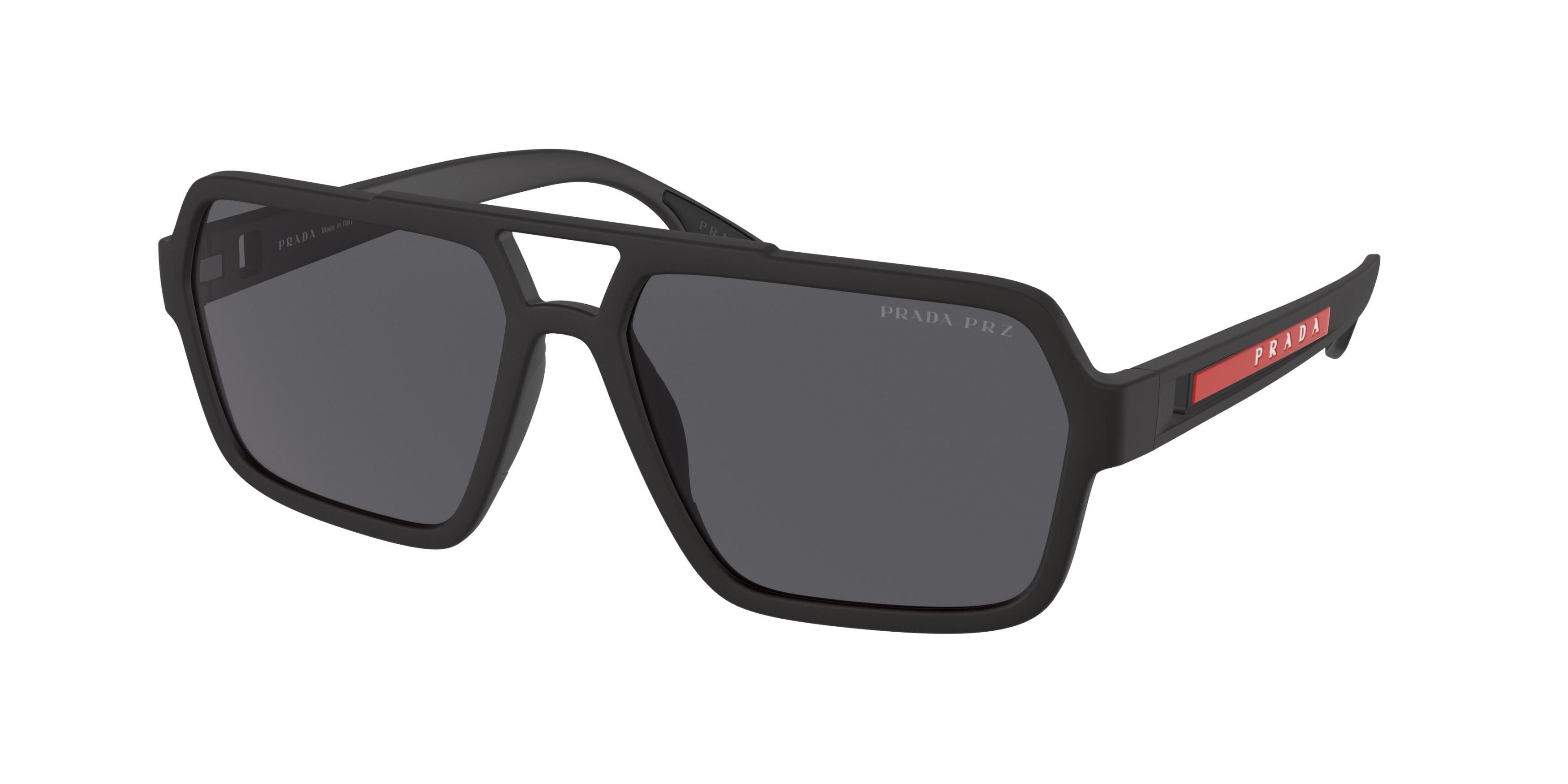 Prada Linea Rossa PS01XS Rectangle Sunglasses DG002G-Black Rubber 59-145-16 - Color Map Black