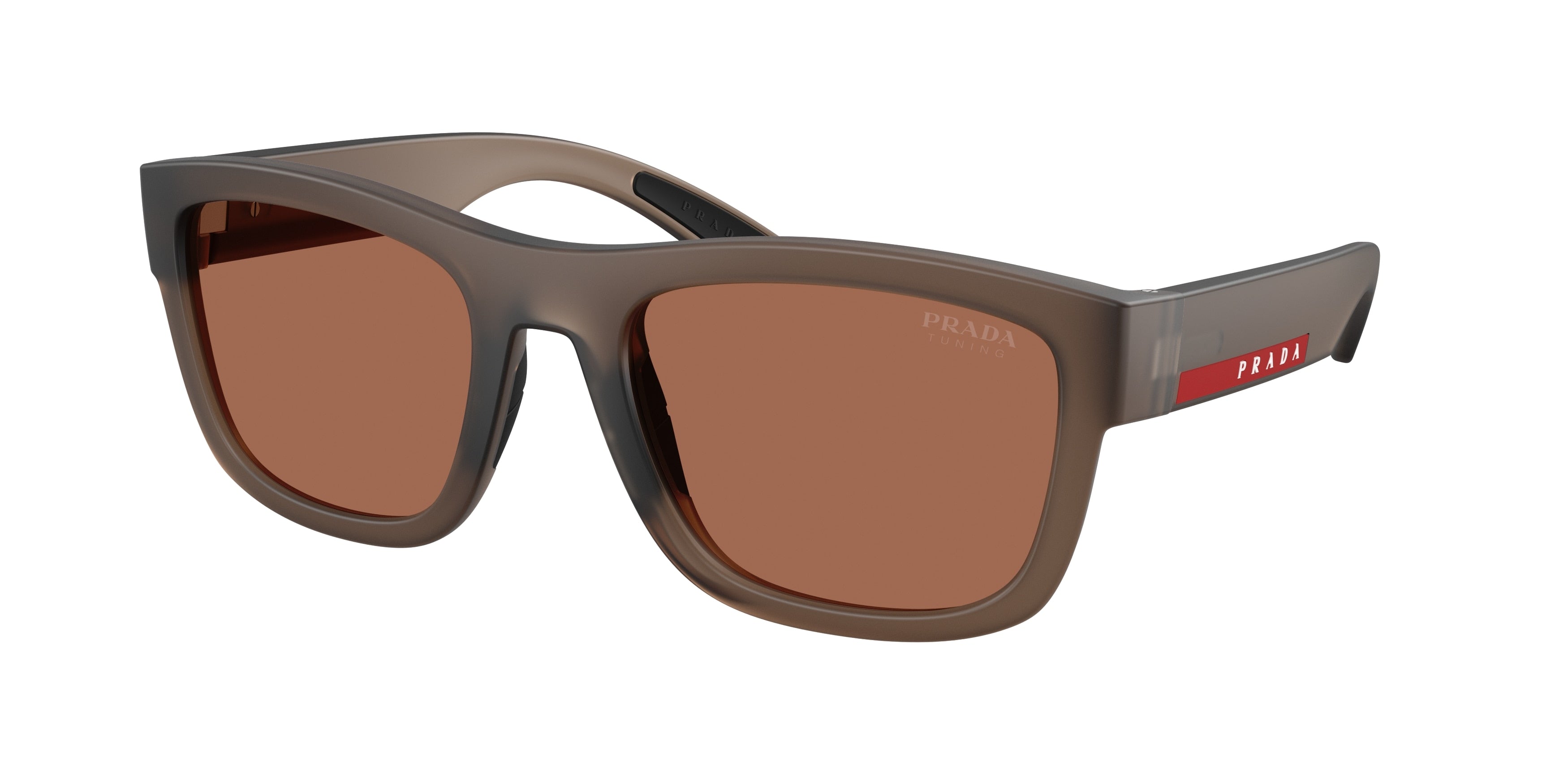 Prada Linea Rossa PS01ZSF Pillow Sunglasses for Men — Polarized - 56-145-21 / 29F50A-Transparent Brown