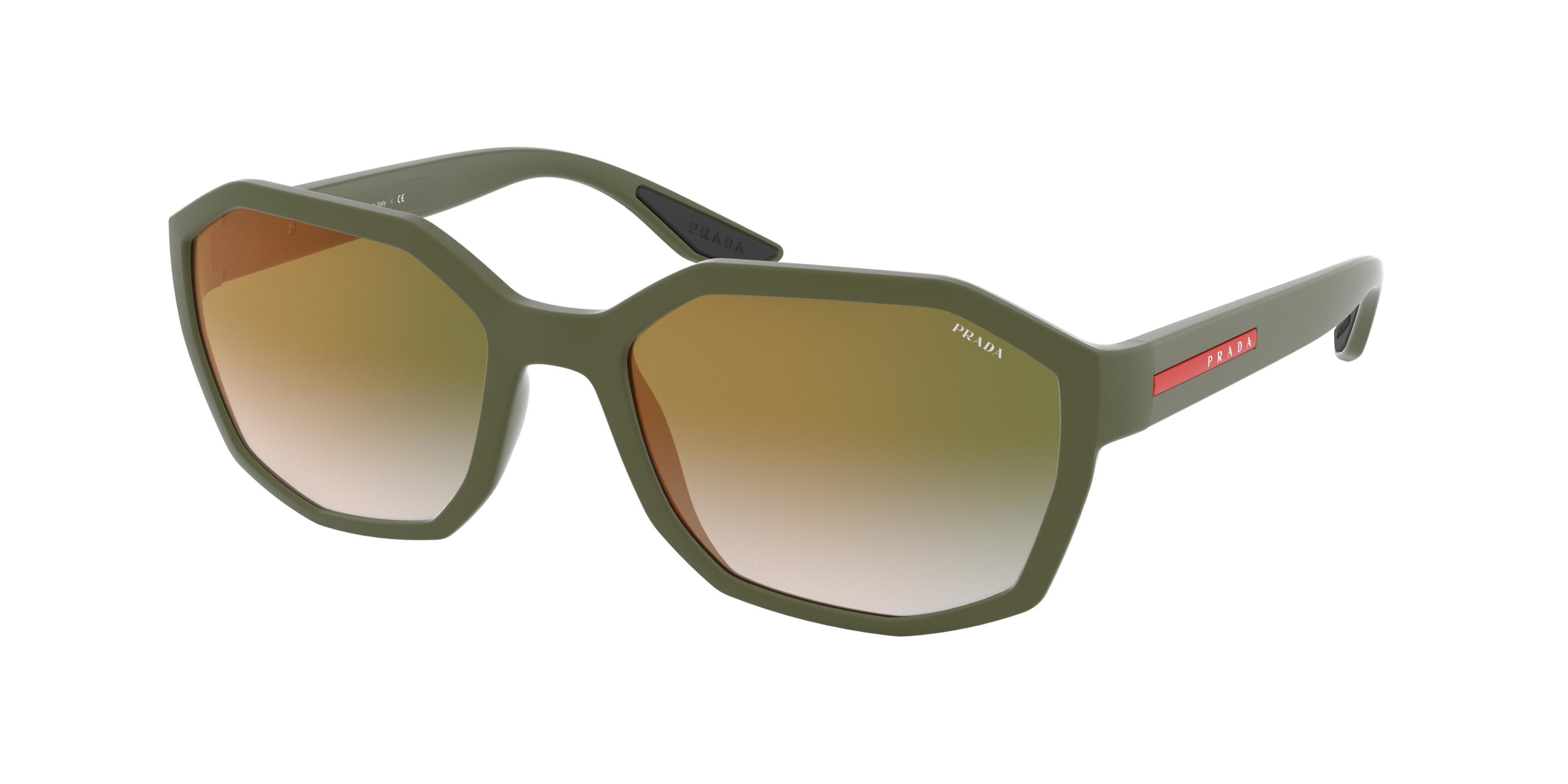 Prada Linea Rossa ACTIVE PS02VS Irregular Sunglasses 578743-Green Rubber 57-145-19 - Color Map Green