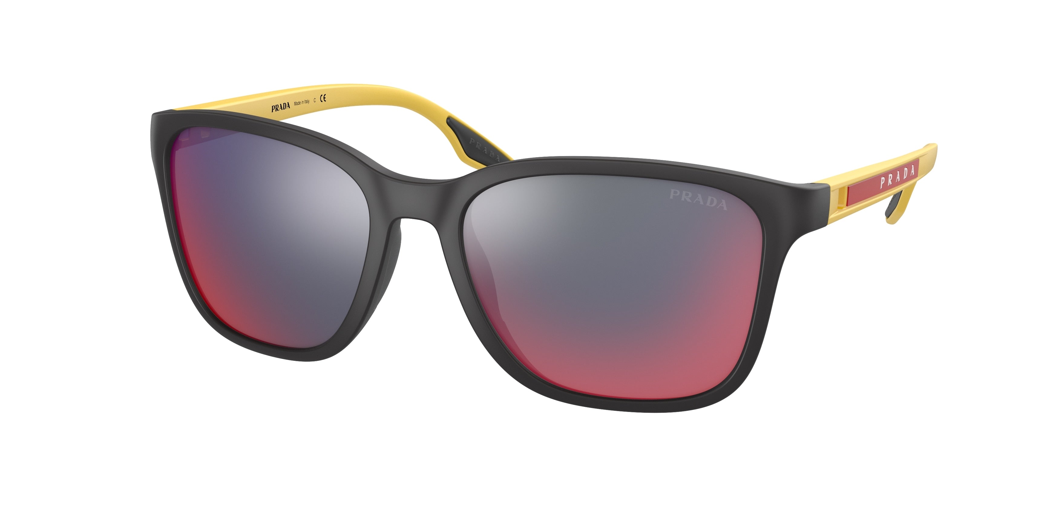 Prada Linea Rossa PS02WS Pillow Sunglasses 08W08F-Black Rubber 57-140-18 - Color Map Black