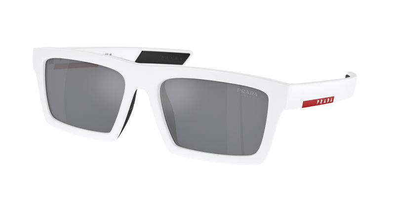 Prada Linea Rossa PS02ZSU Rectangle Sunglasses 17S40A-Matte White/Black Rubber 58-145-18 - Color Map White