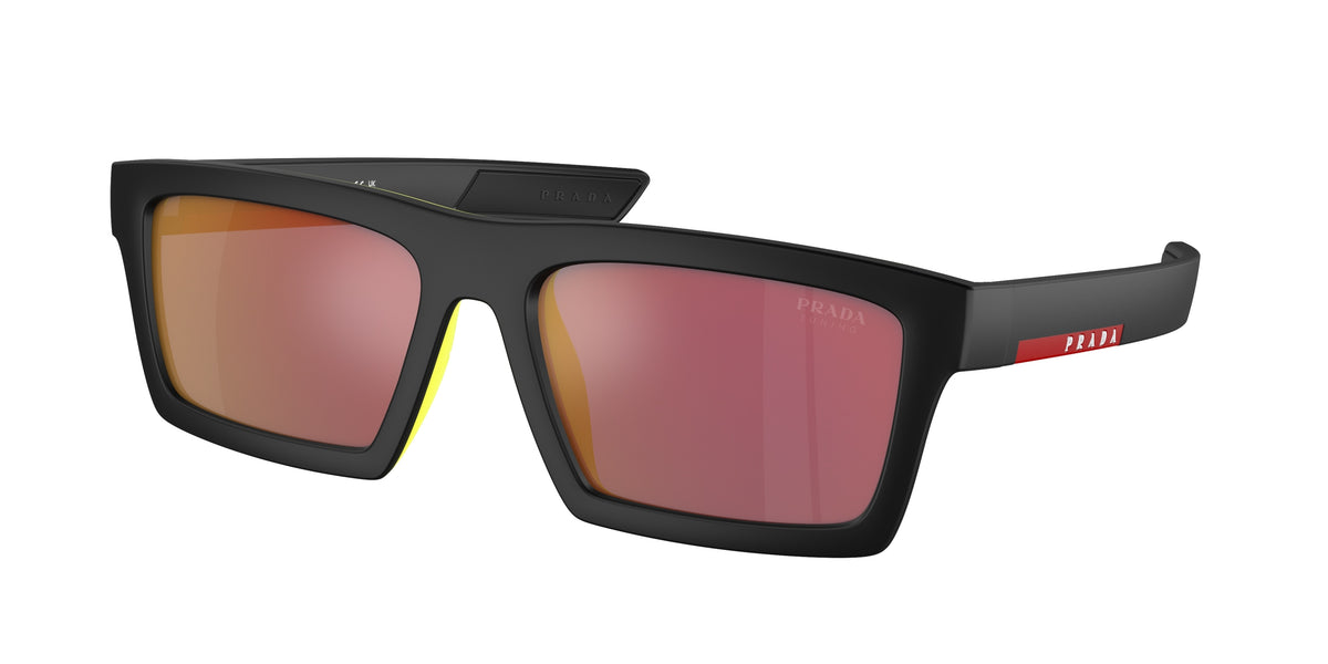 Prada Linea Rossa PS02ZSU Rectangle Sunglasses 1BO10A-Matte Black 55-140-18 - Color Map Black