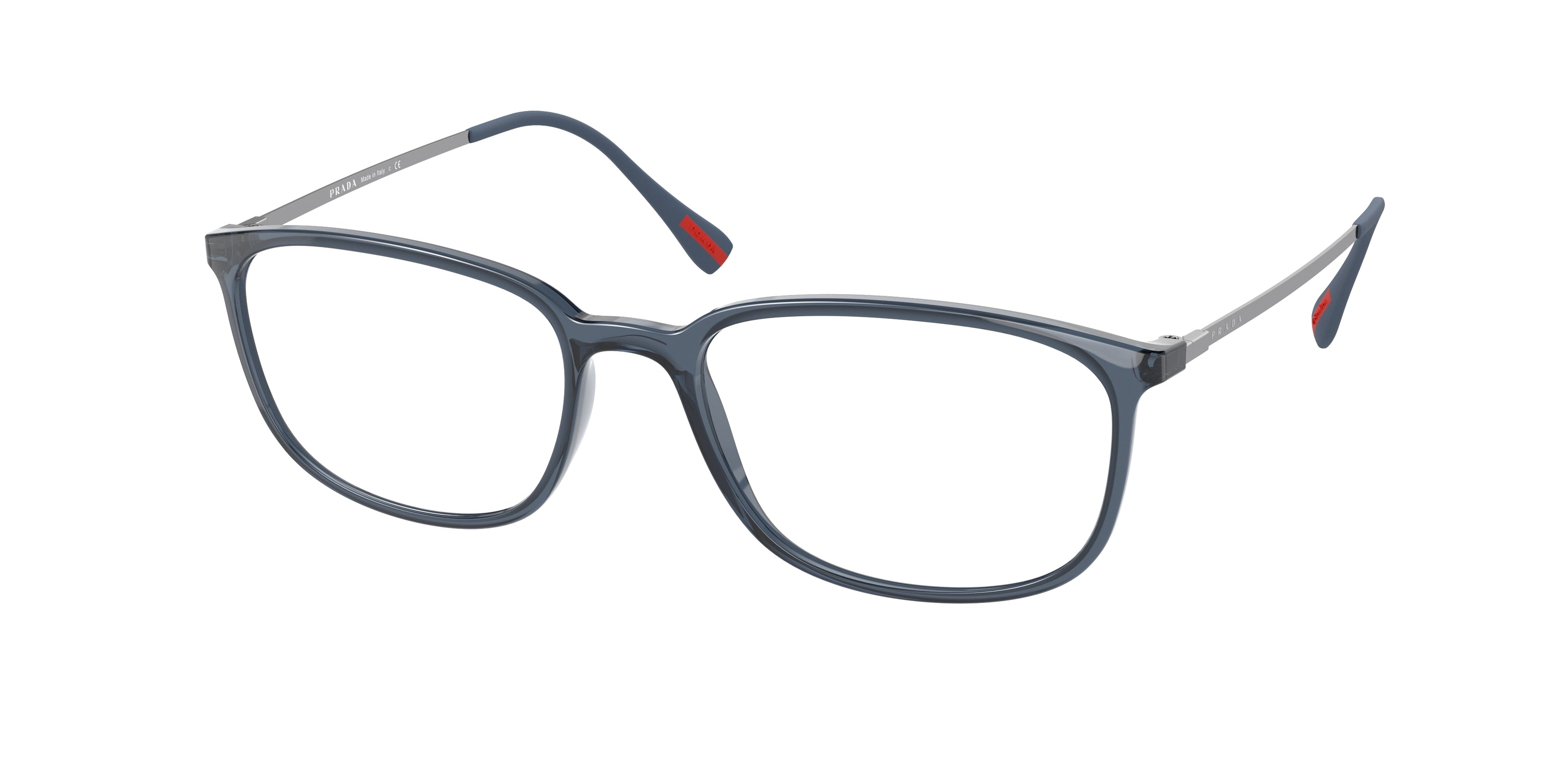 Prada Linea Rossa LIFESTYLE PS03HV Rectangle Eyeglasses CZH1O1-Transparent Blue 55-140-18 - Color Map Blue