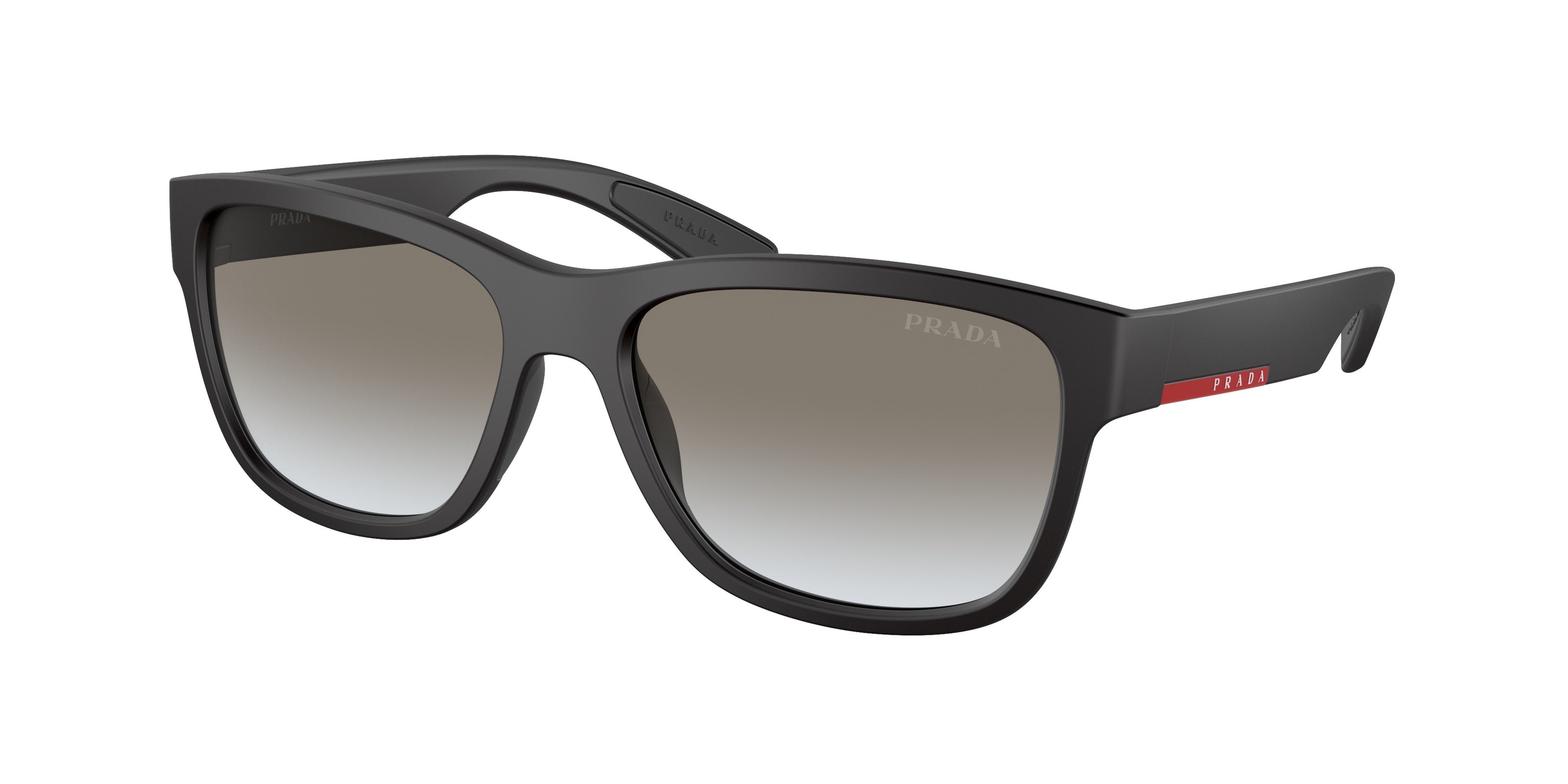 Prada Linea Rossa LIFESTYLE PS03QS Rectangle Sunglasses DG00A7-Black Rubber 57-145-17 - Color Map Black