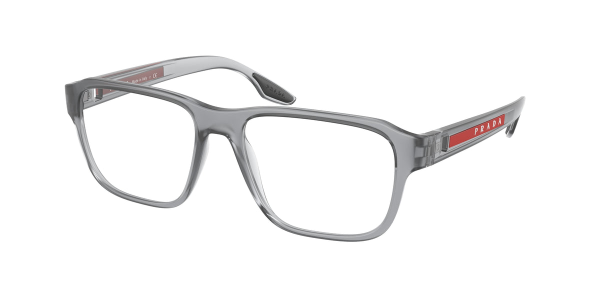 Prada Linea Rossa PS04NV Rectangle Eyeglasses 14C1O1-Grey Transparent Rubber 54-145-17 - Color Map Grey