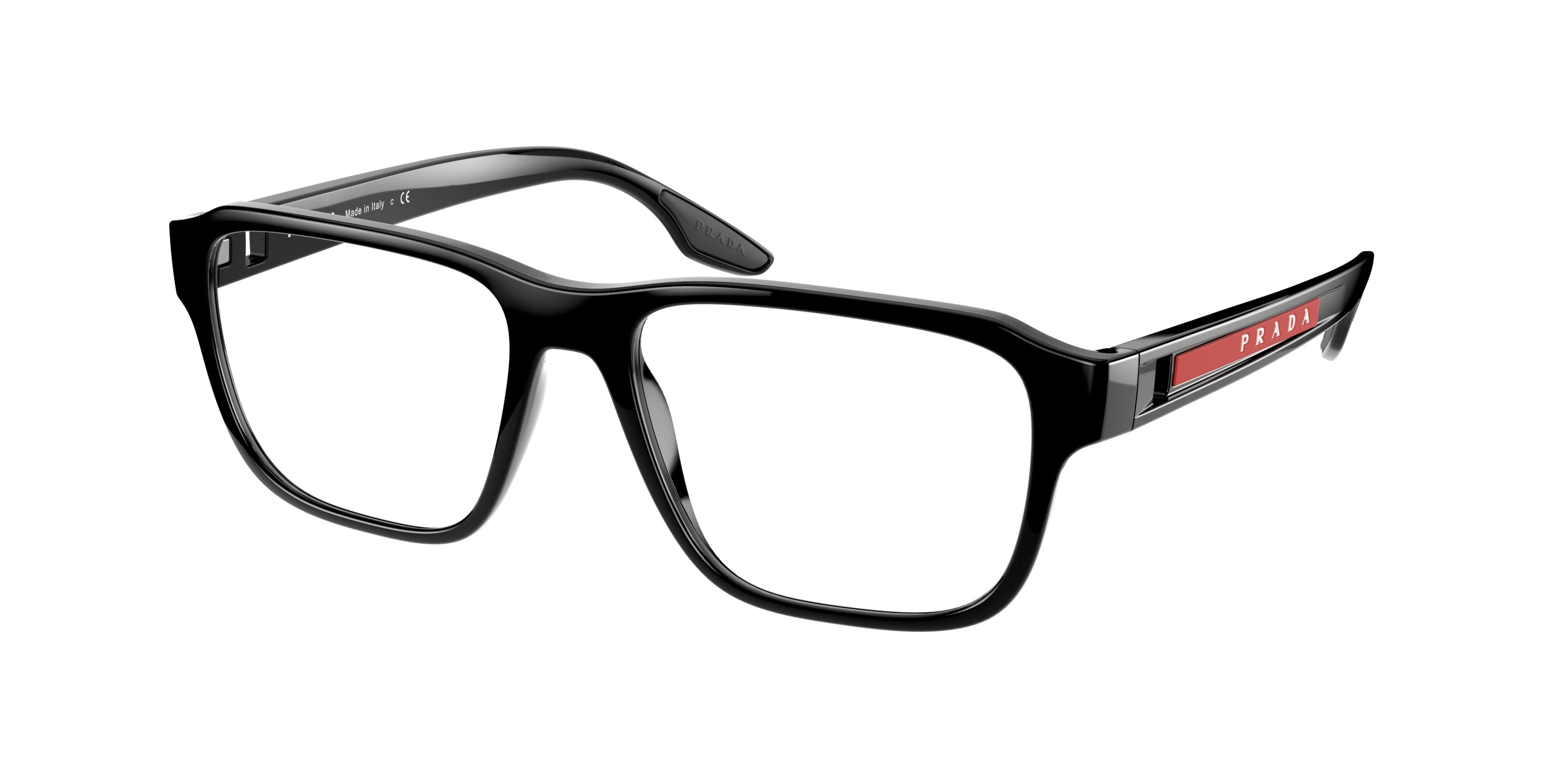 Prada Linea Rossa PS04NV Rectangle Eyeglasses 1AB1O1-Black 54-145-17 - Color Map Black