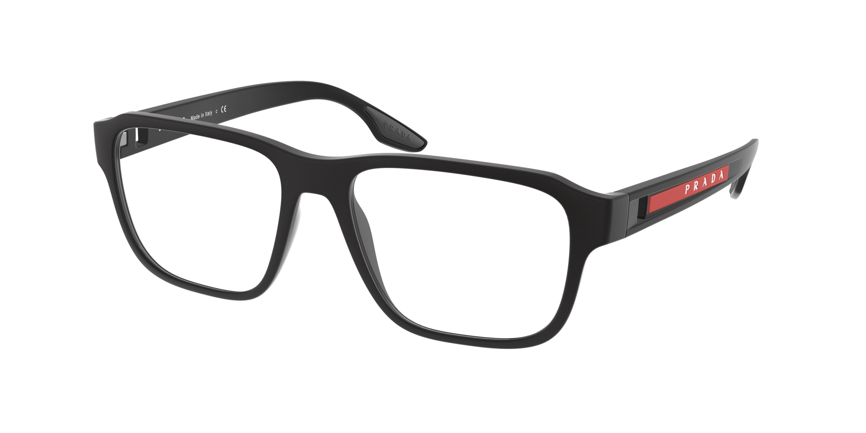 Prada Linea Rossa PS04NV Rectangle Eyeglasses DG01O1-Rubber Black 52-145-17 - Color Map Black