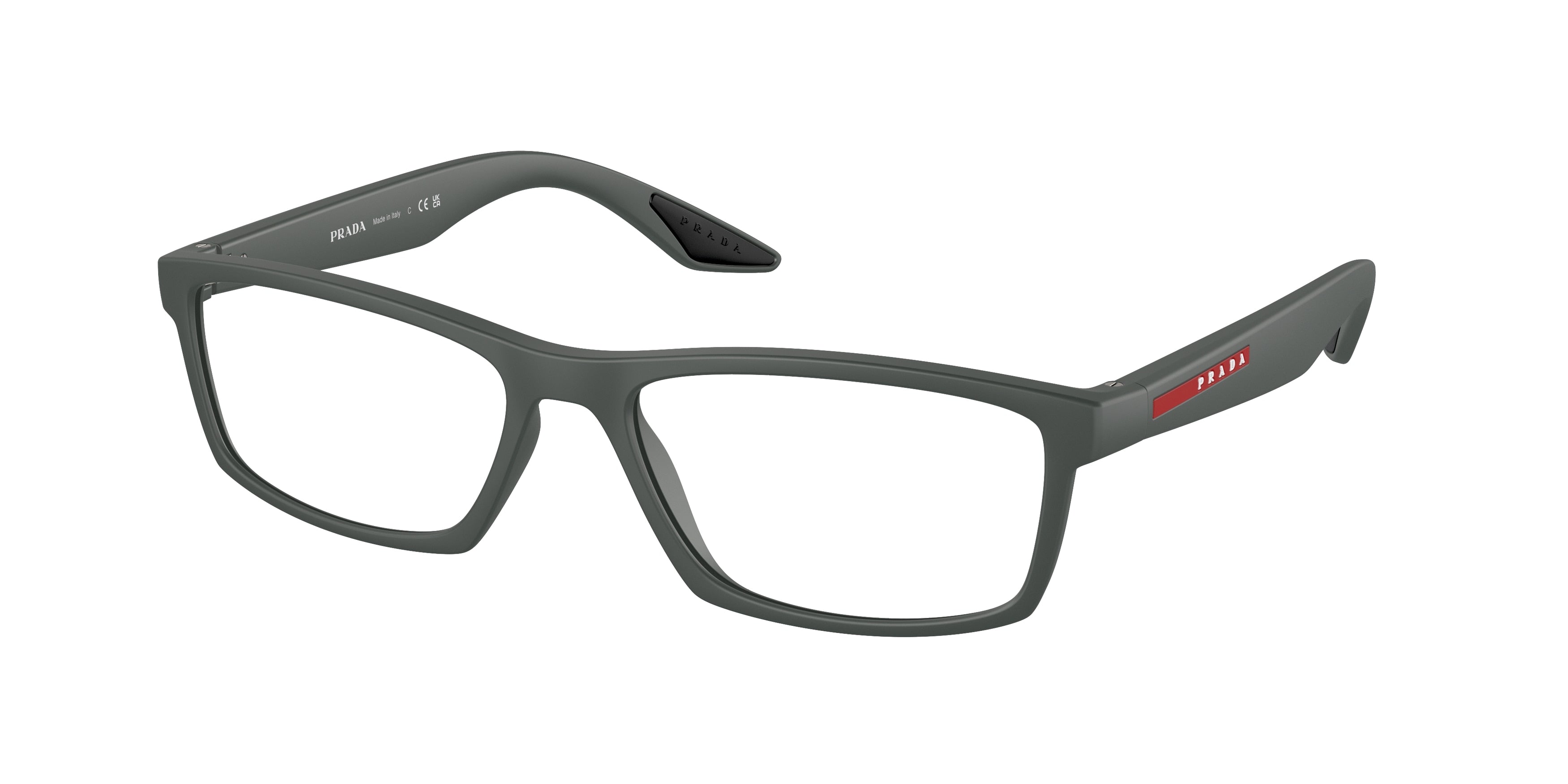 Prada Linea Rossa PS04PV Rectangle Eyeglasses CCH1O1-Green Rubber 56-145-17 - Color Map Green