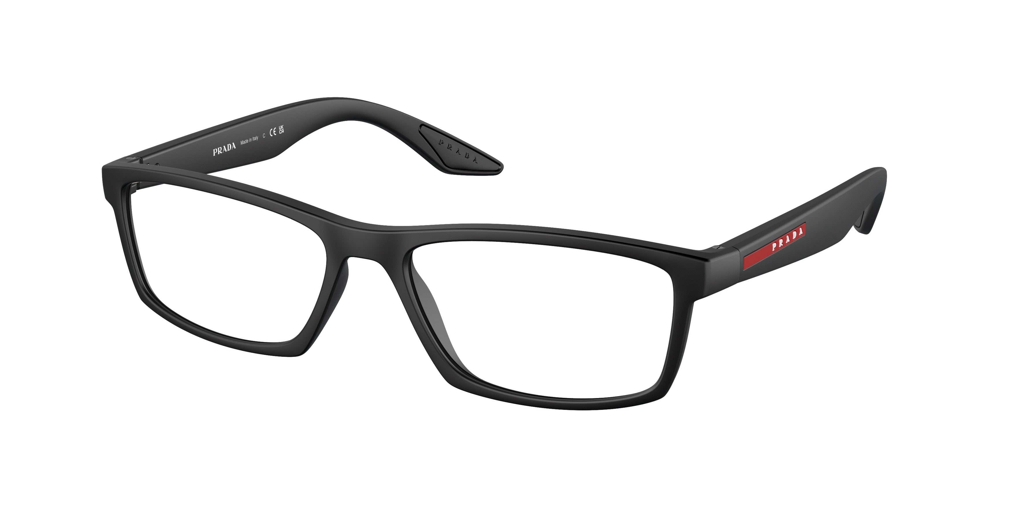 Prada Linea Rossa PS04PV Rectangle Eyeglasses DG01O1-Black Rubber 56-145-17 - Color Map Black