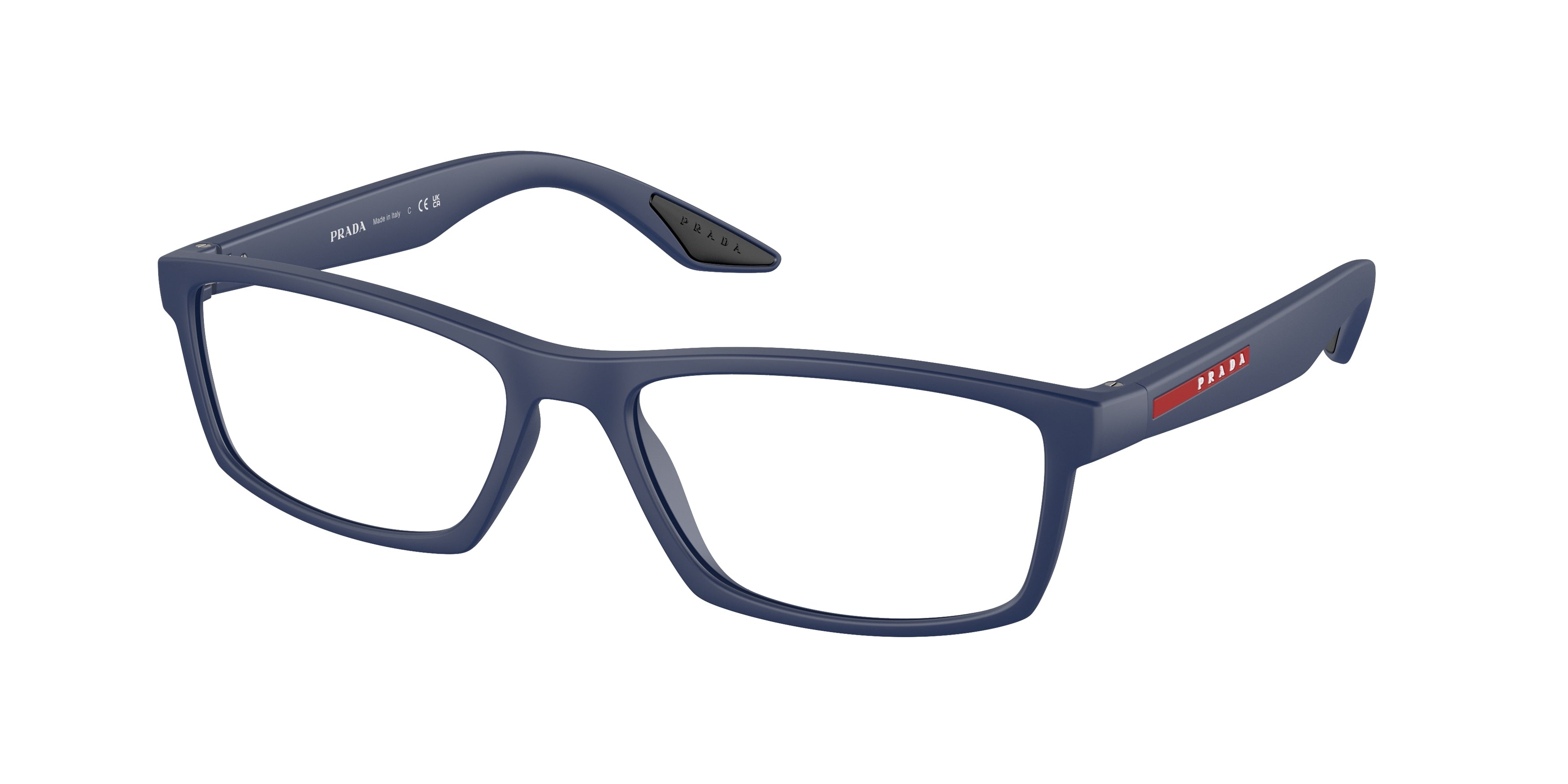 Prada Linea Rossa PS04PV Rectangle Eyeglasses U631O1-Blue Rubber 56-145-17 - Color Map Blue